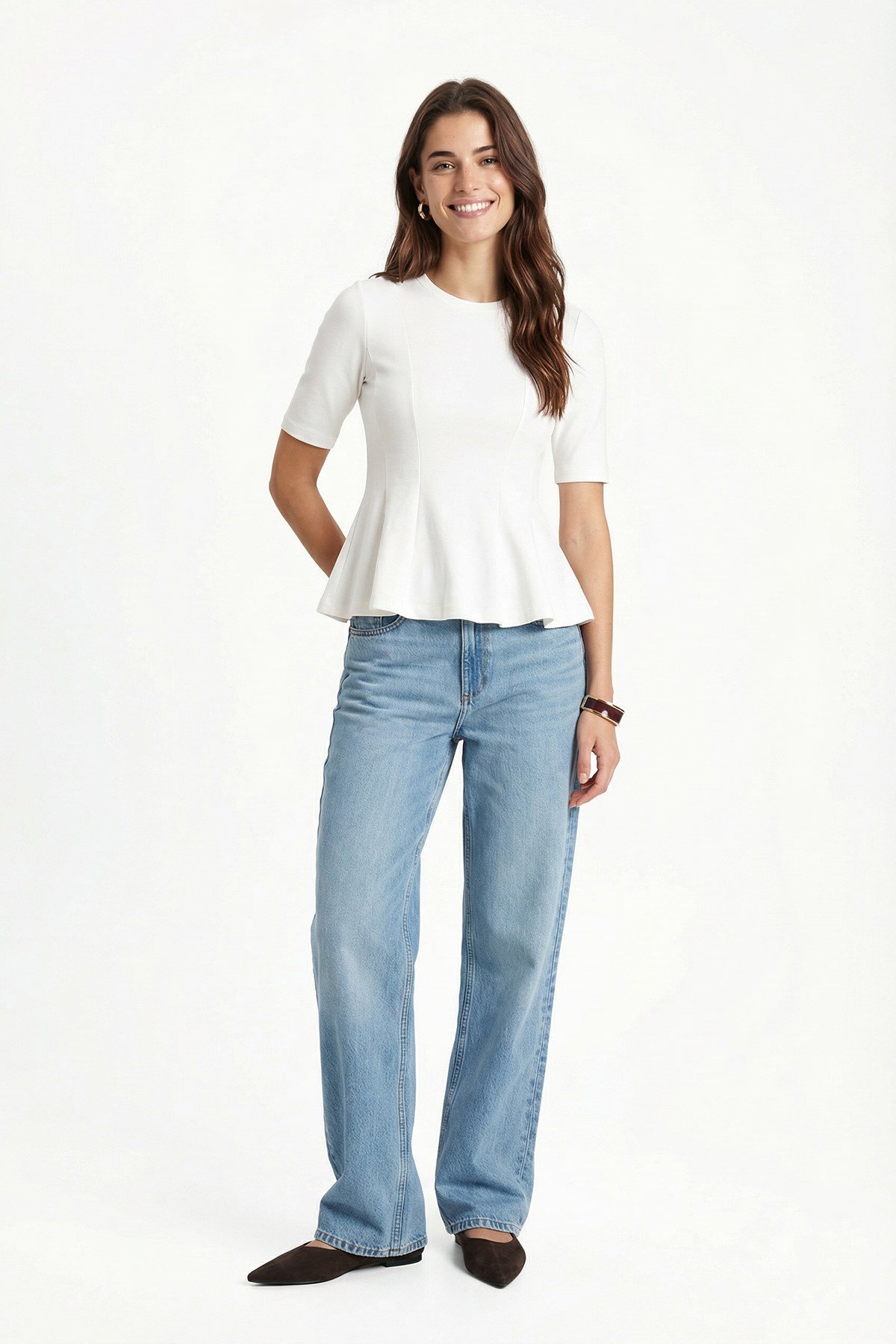 Kadın Ella Beyaz Peplum Bluz 