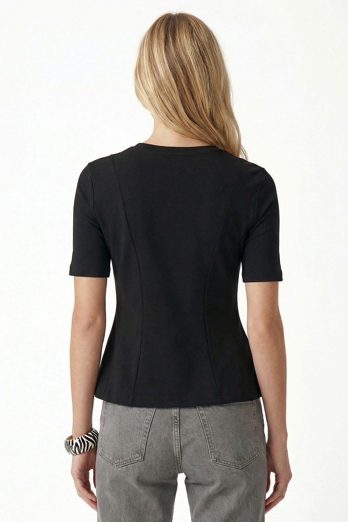 Kadın Ella Siyah Peplum Bluz 