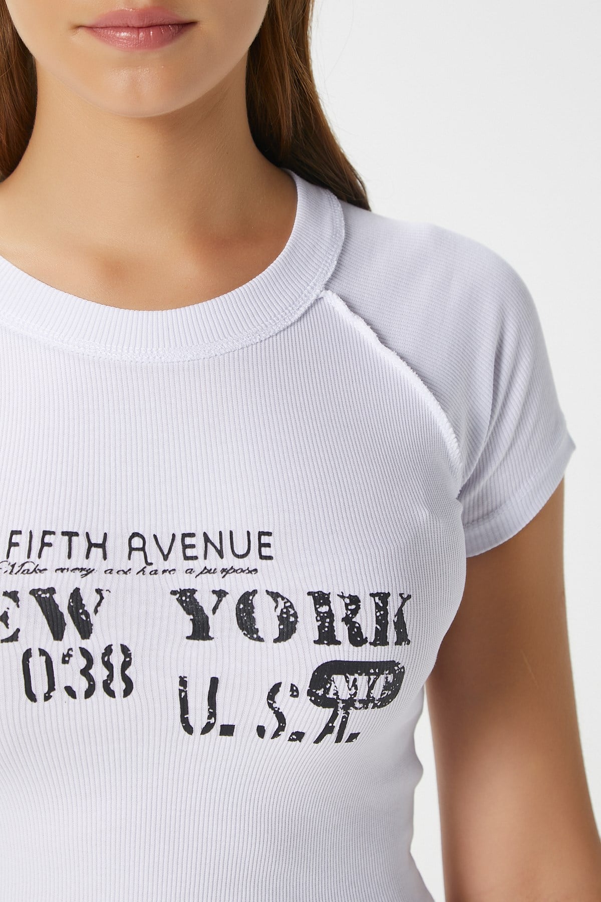 Kadın Fifth Yıkamalı Beyaz Crop Top