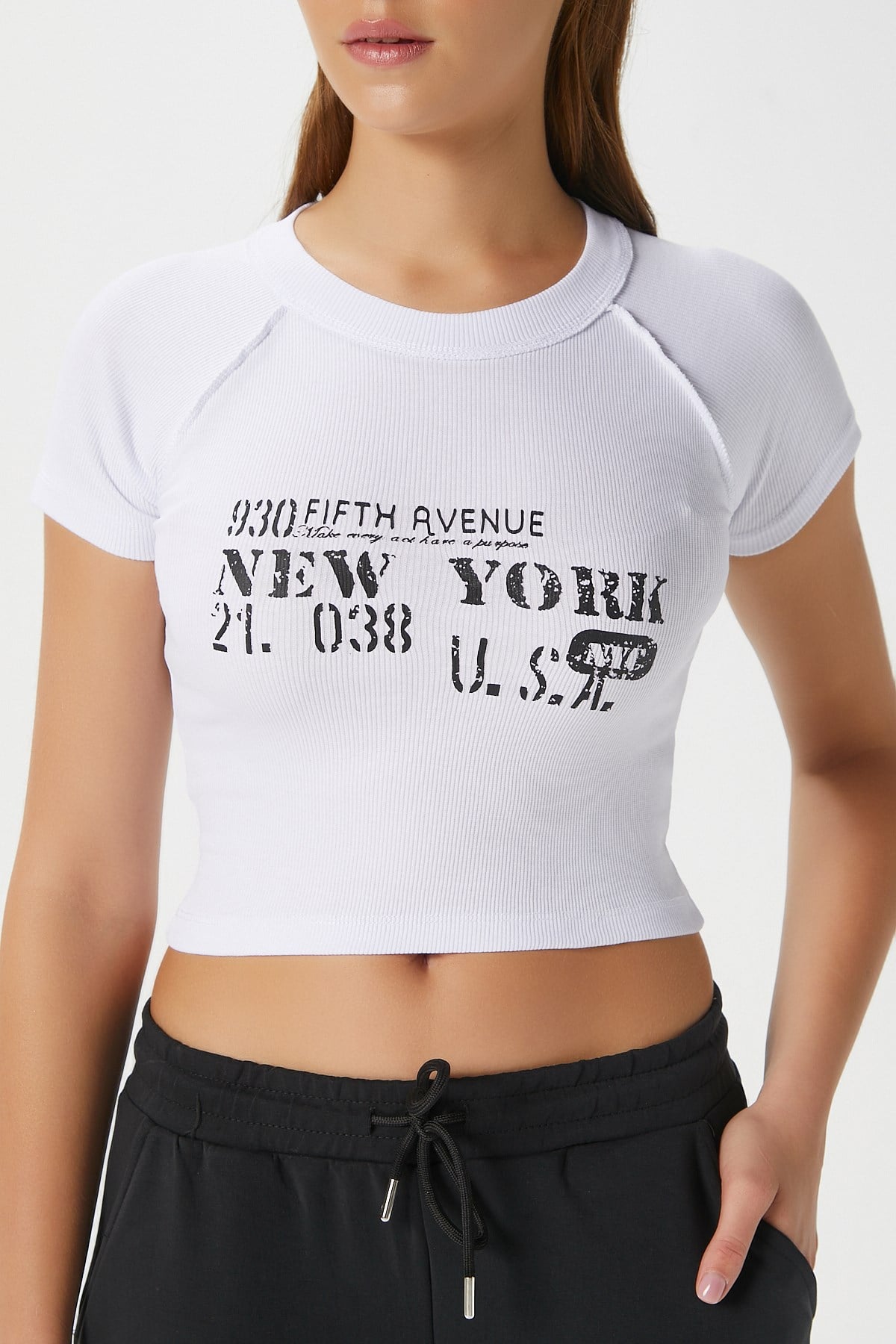Kadın Fifth Yıkamalı Beyaz Crop Top
