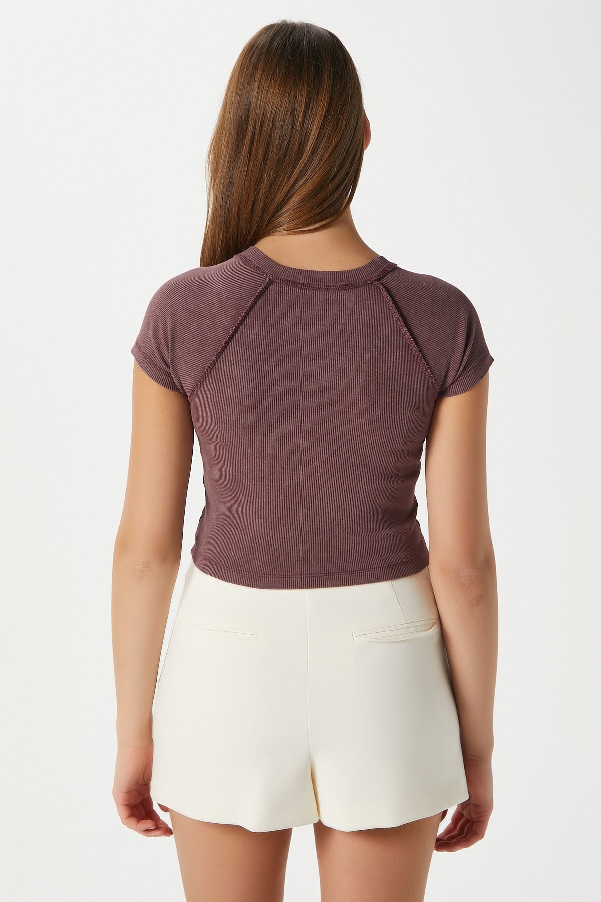 Kadın Fifth Yıkamalı Gülkurusu Crop Top