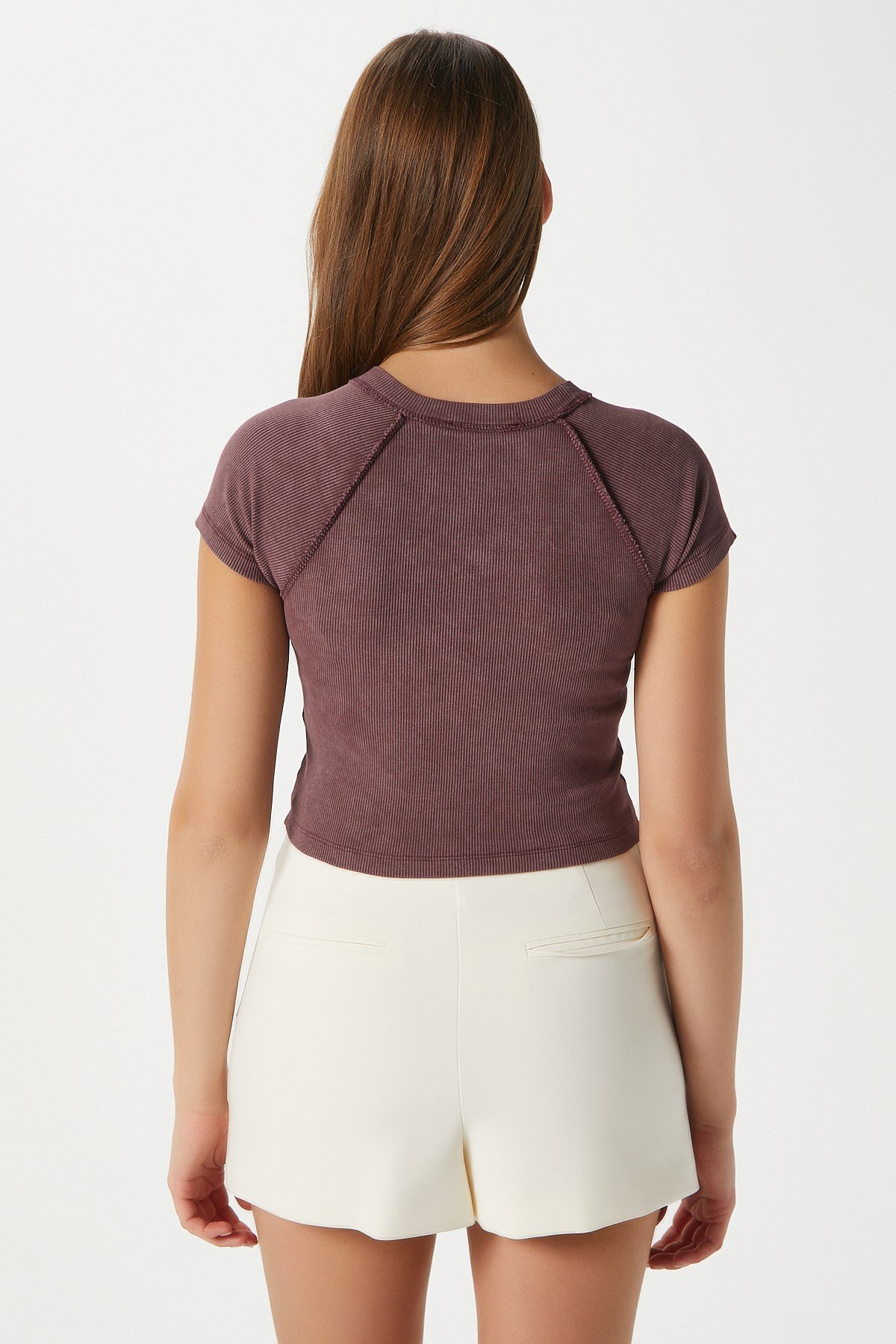 Kadın Fifth Yıkamalı Gülkurusu Crop Top