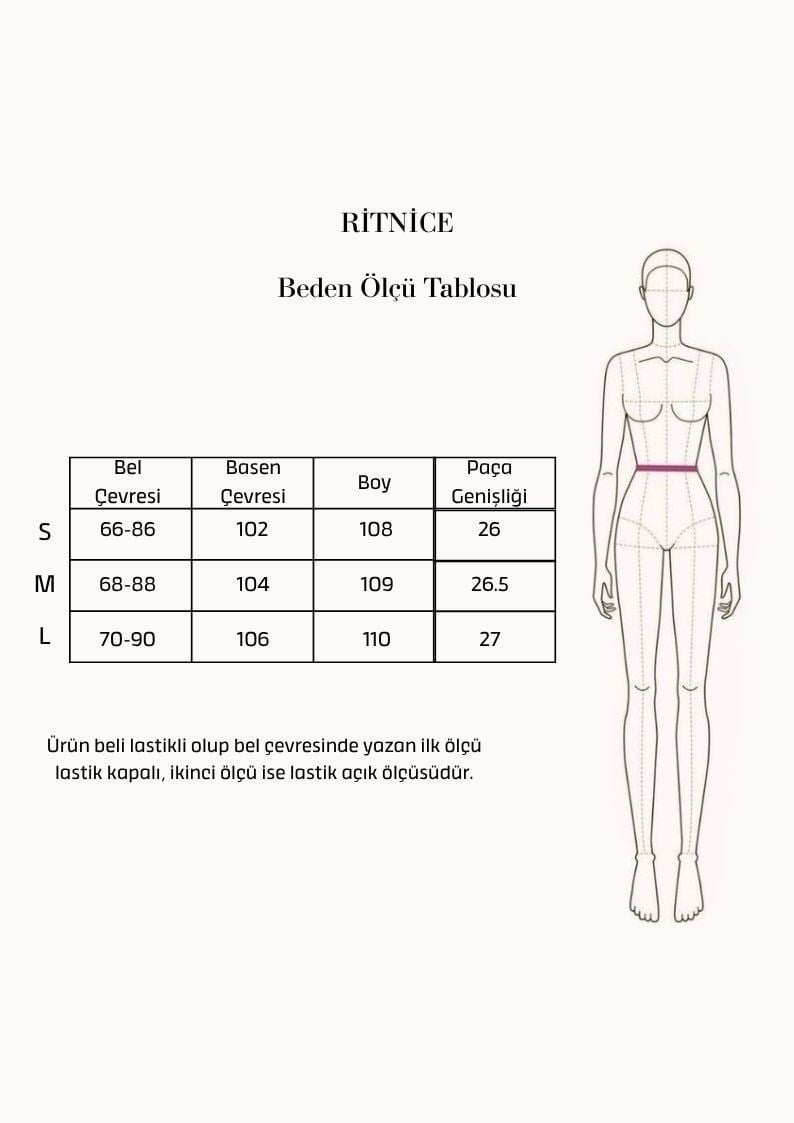 Kadın Garnet Fular Detaylı Keten Karışımlı Bel Lastikli Bol Kesim Dokuma Mavi Pantolon