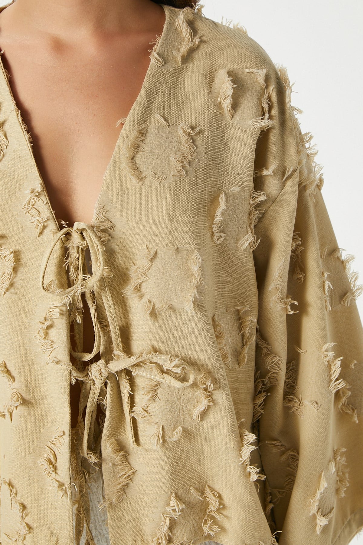 Kadın Harmony Bağcıklı Çağla Yeşili Kimono Gömlek