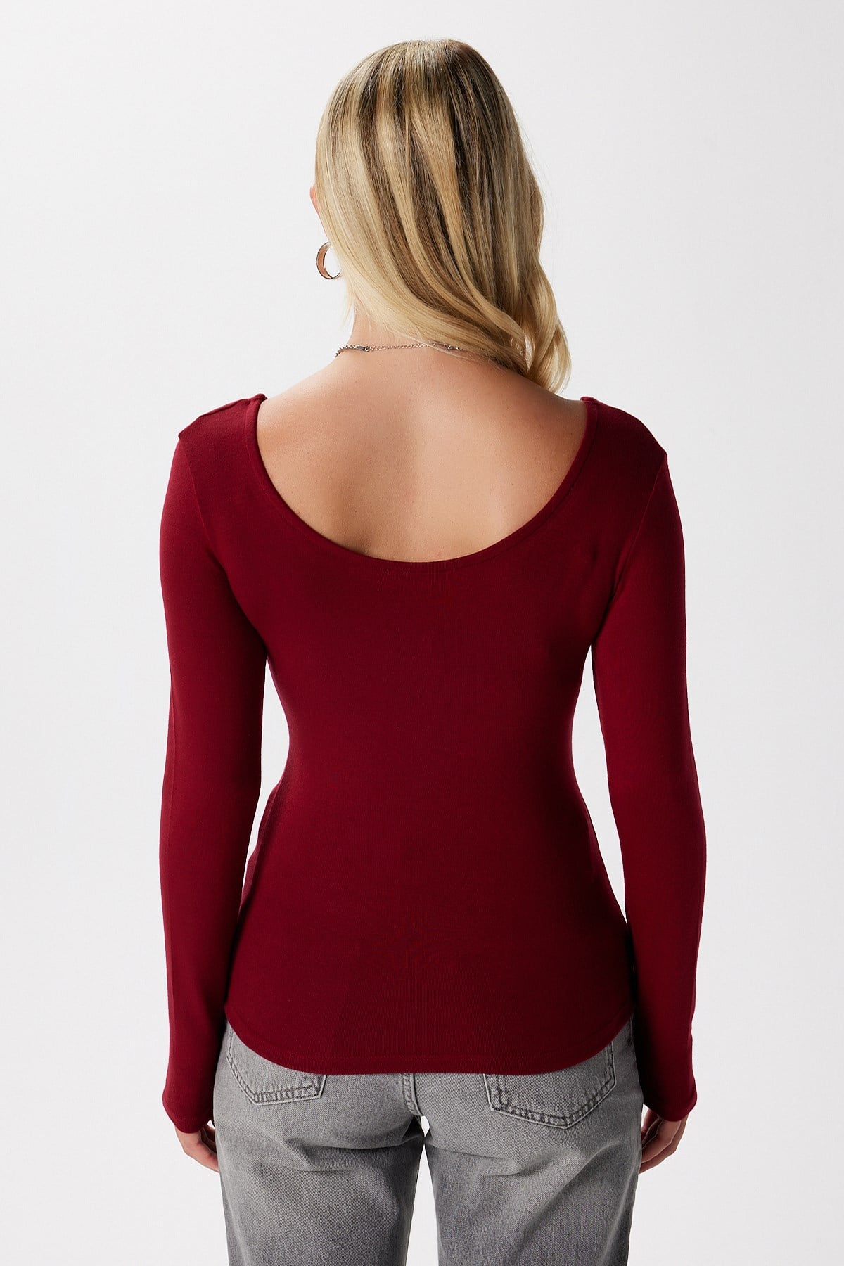 Kadın Heat Lux Touch U Yaka Bordo Uzun Kol Soft Bluz