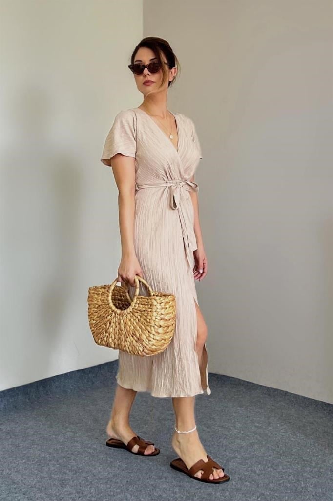Kadın Helen Camel Midi Elbise