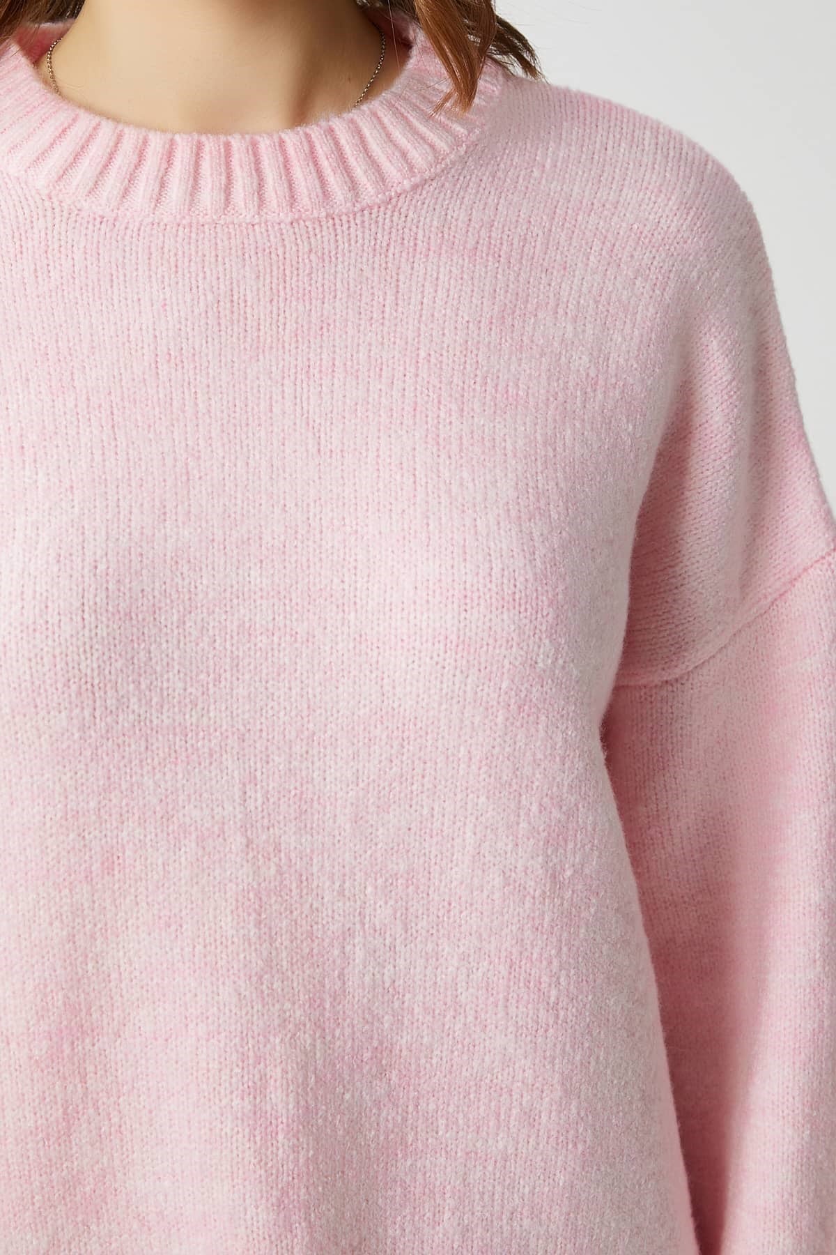 Kadın Homy Yumuşacık Bisiklet Yaka Soft Pembe Oversize Triko Kazak
