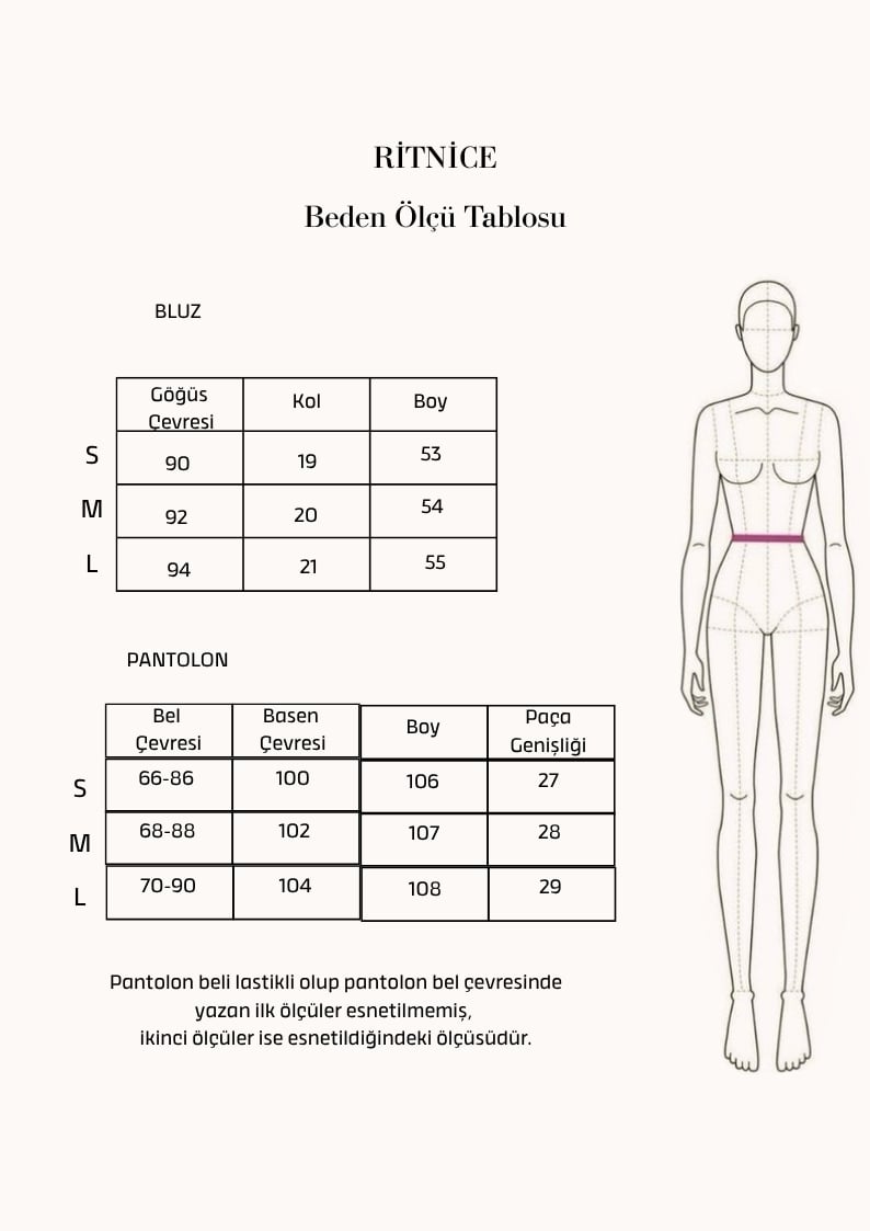 Kadın Hudson %100 Pamuk Müslin Gömlek Pantolon Kahverengi Alt Üst Takım
