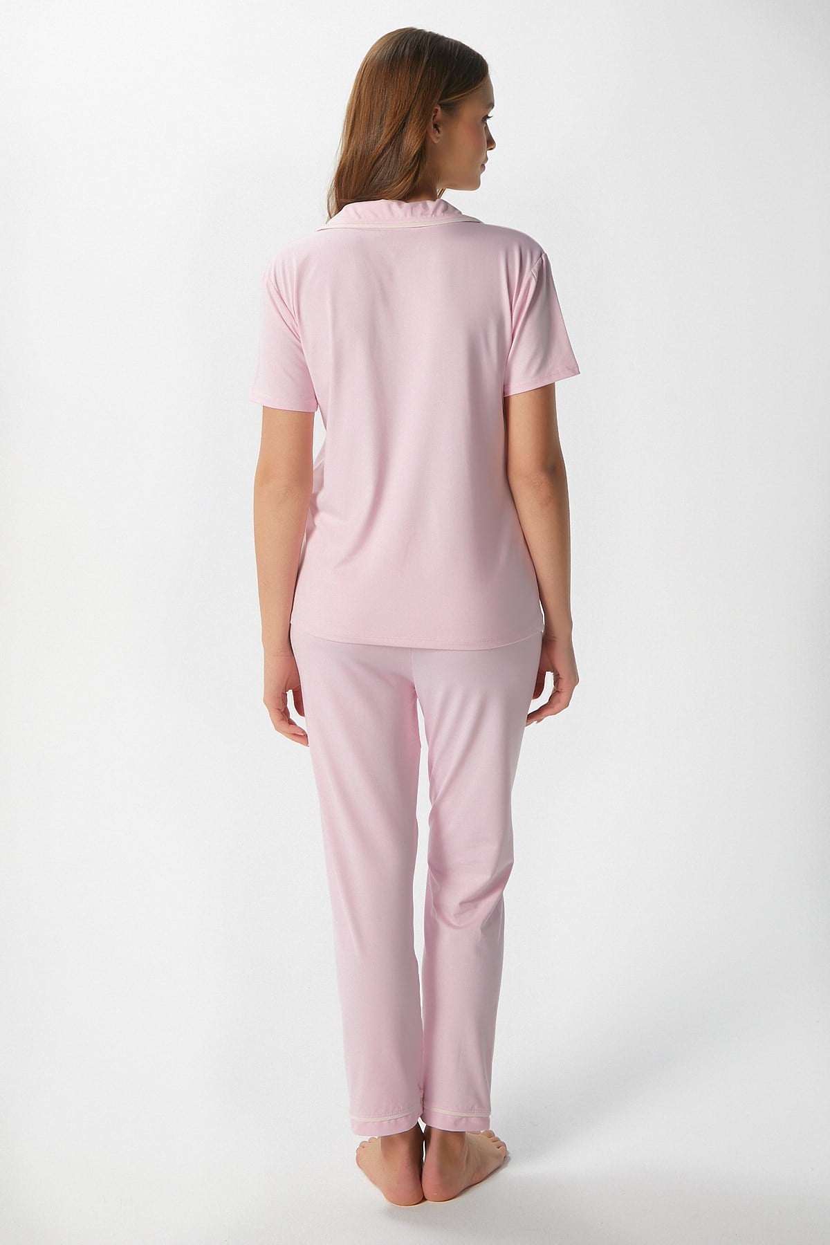 Kadın Julia Pembe Fiyonklu Alt Üst Pijama Takımı