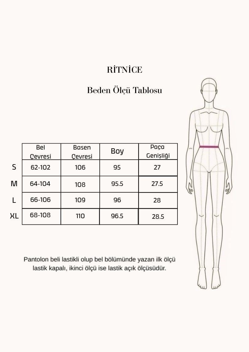 Kadın New Relaxed Bel Lastikli Düz Kesim Cepli Ayrobin Siyah Pantolon