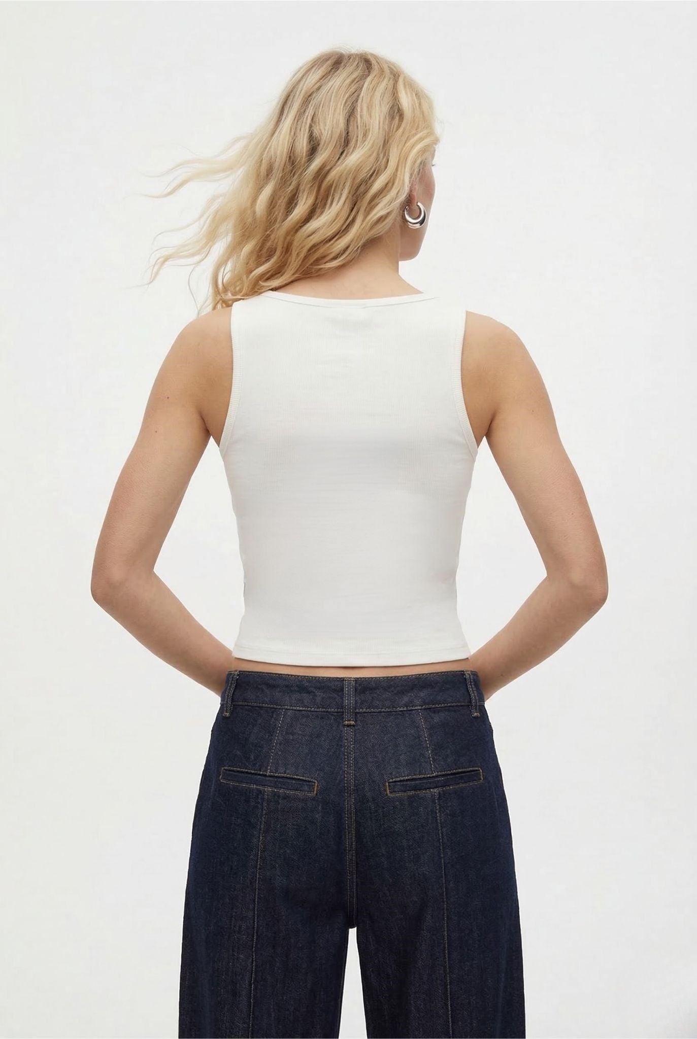 Kadın Olivia Lux Touch U Yaka Çıtçıtlı Askılı Ekru Top / Bluz