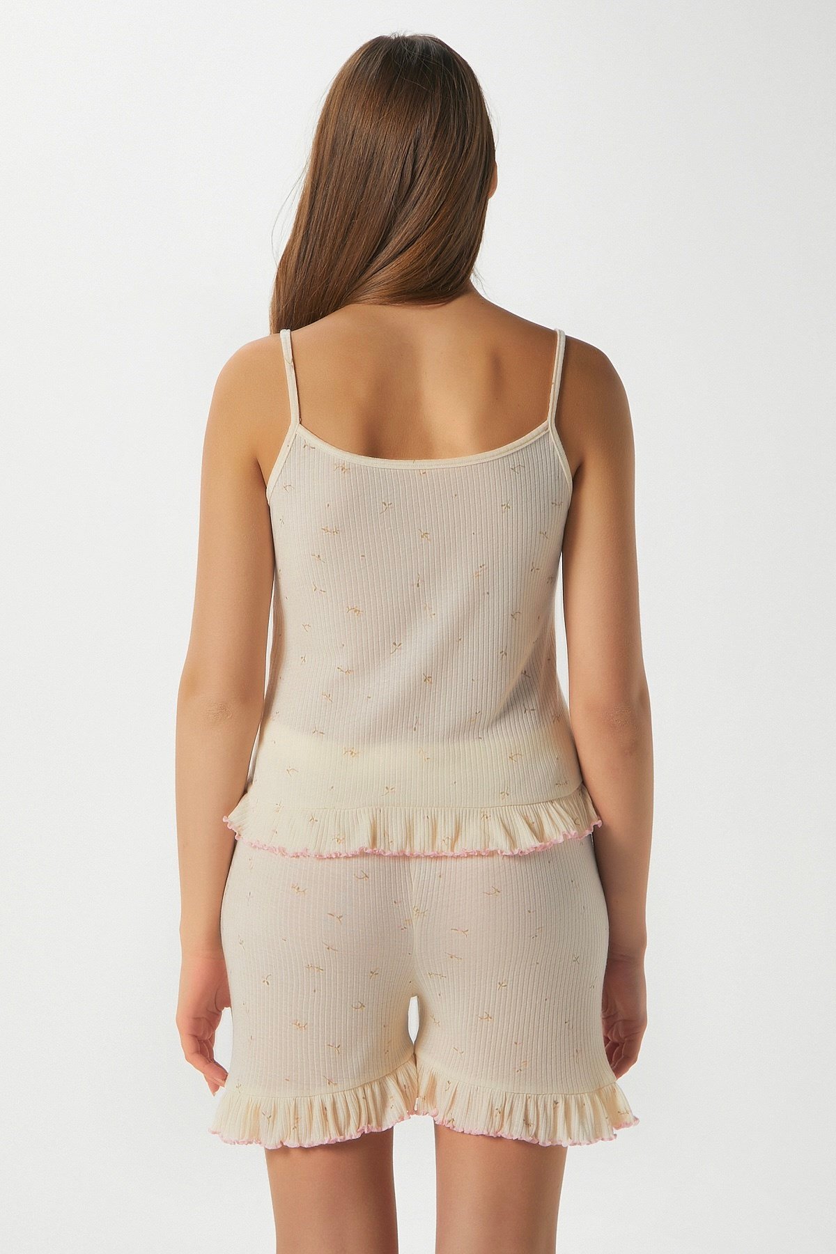 Kadın Paula Terayağ Sarısı Fırfır Şortlu Pijama Takımı