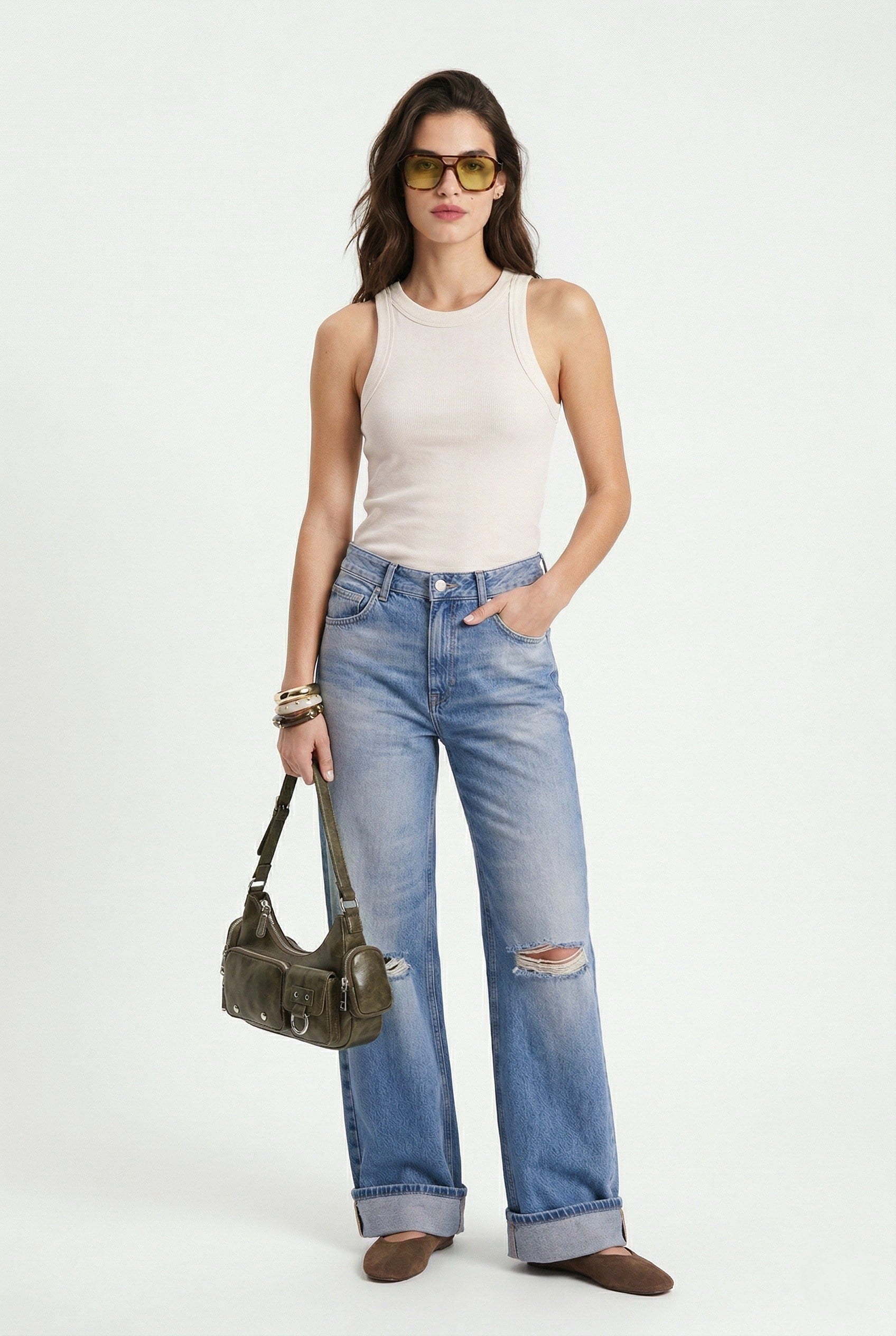 Kadın Premium Doku Krem Fitilli Pamuklu Atlet
