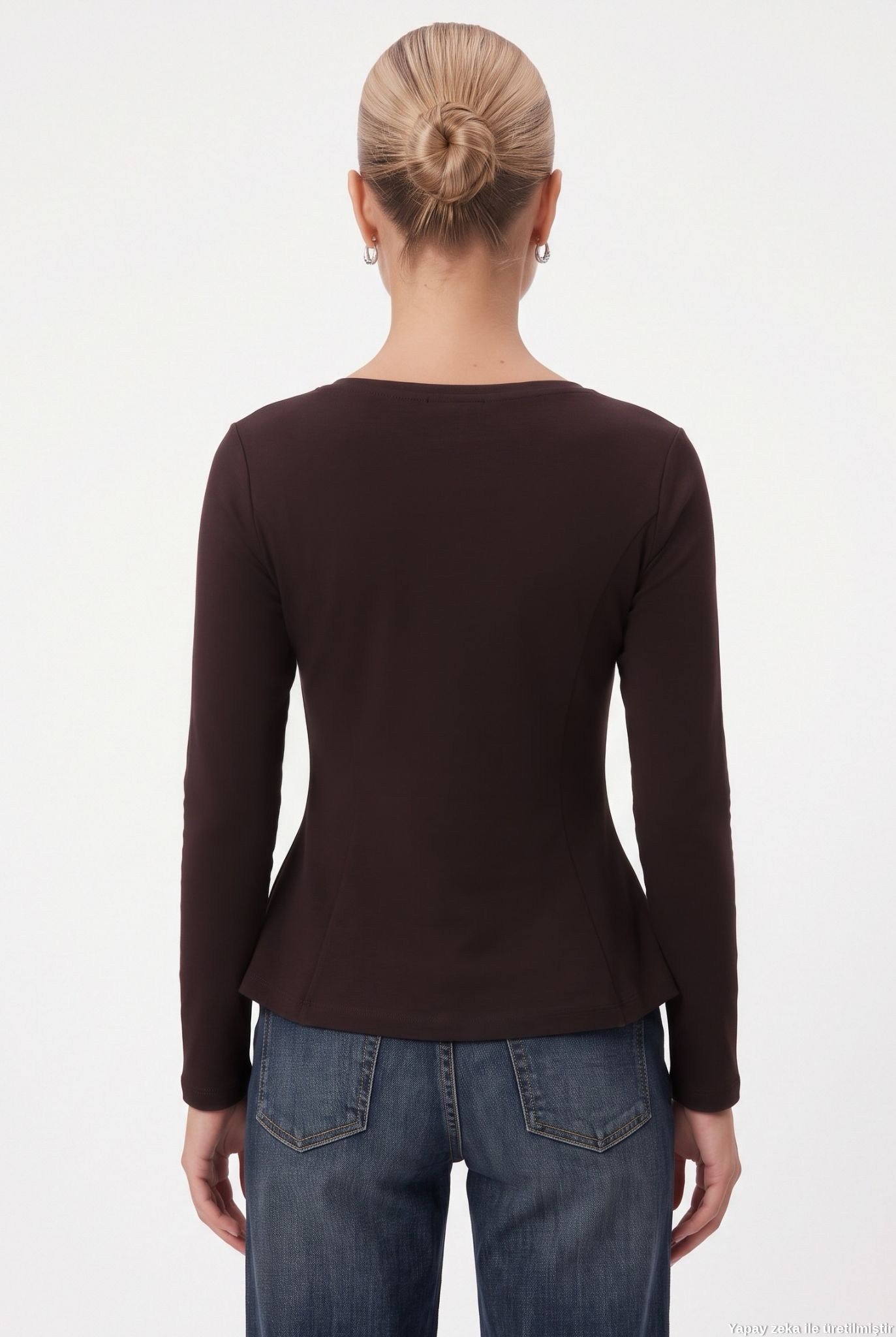 Kadın Runa New Premium Acı Kahverengi Peplum Bluz