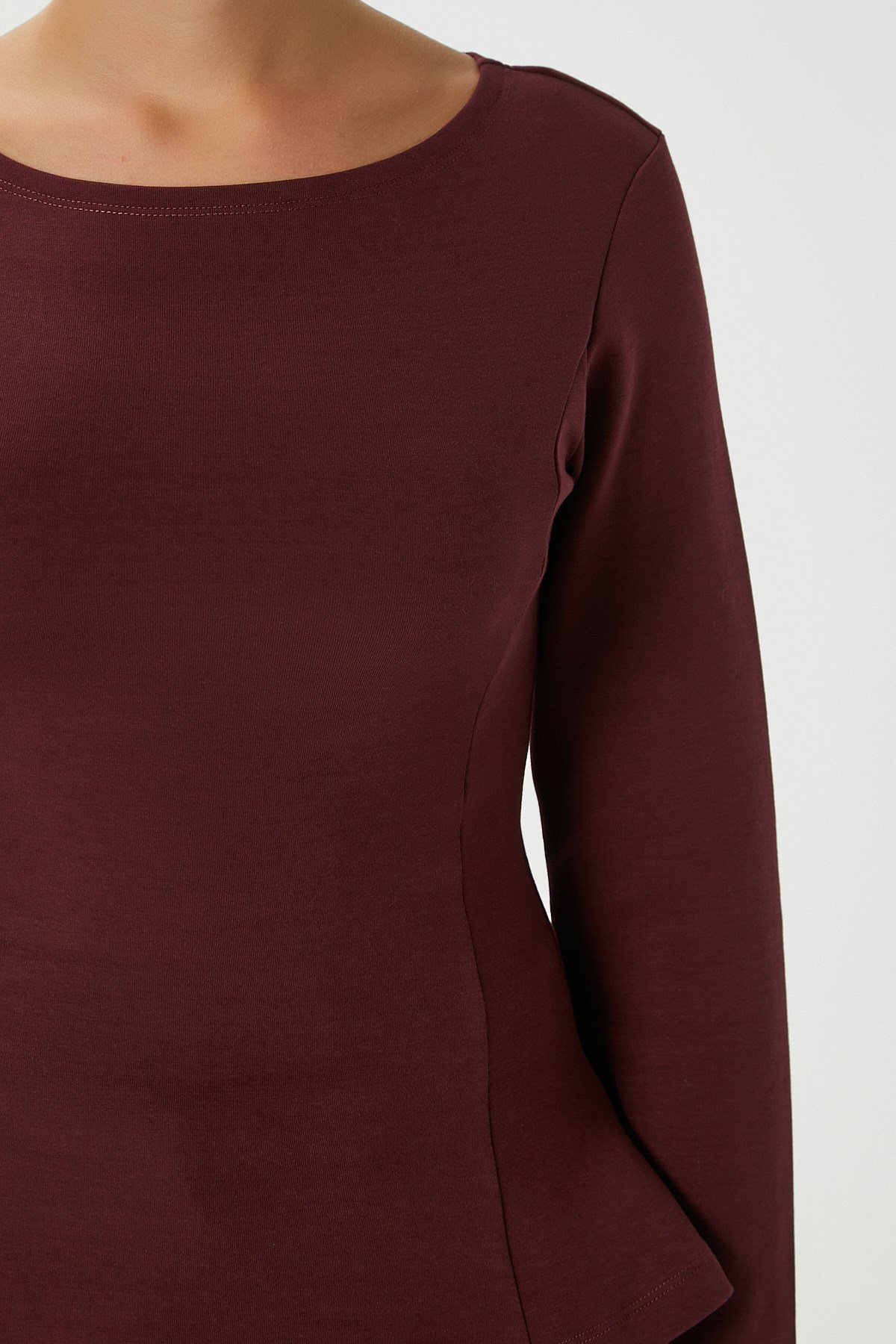 Kadın Runa Premium Bordo Peplum Bluz