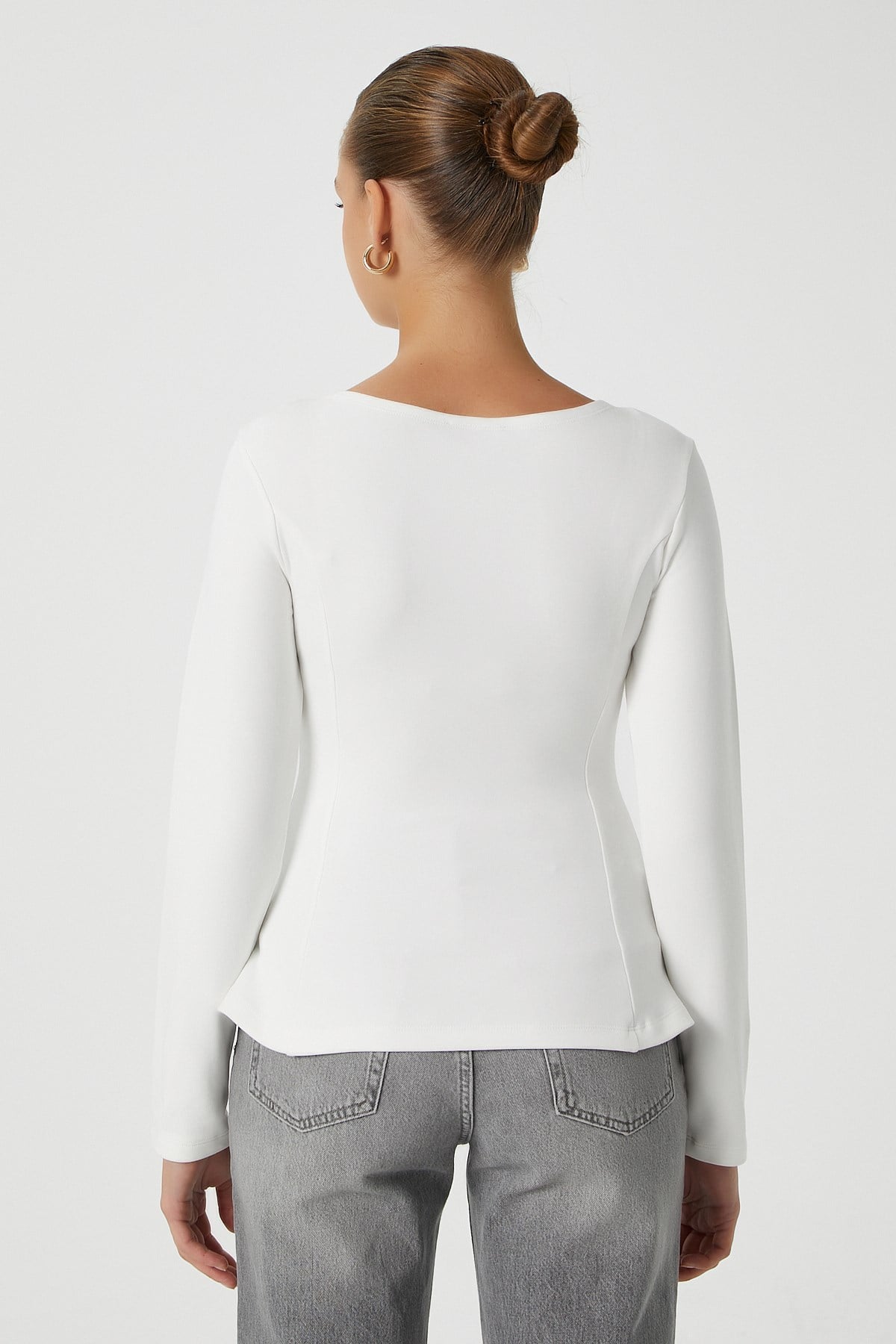 Kadın Runa Premium Ekru Peplum Bluz