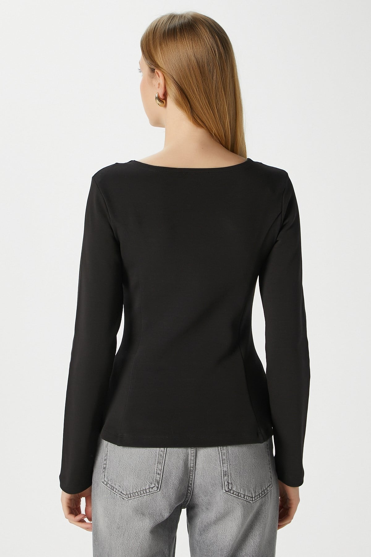 Kadın Runa Premium Siyah Peplum Bluz