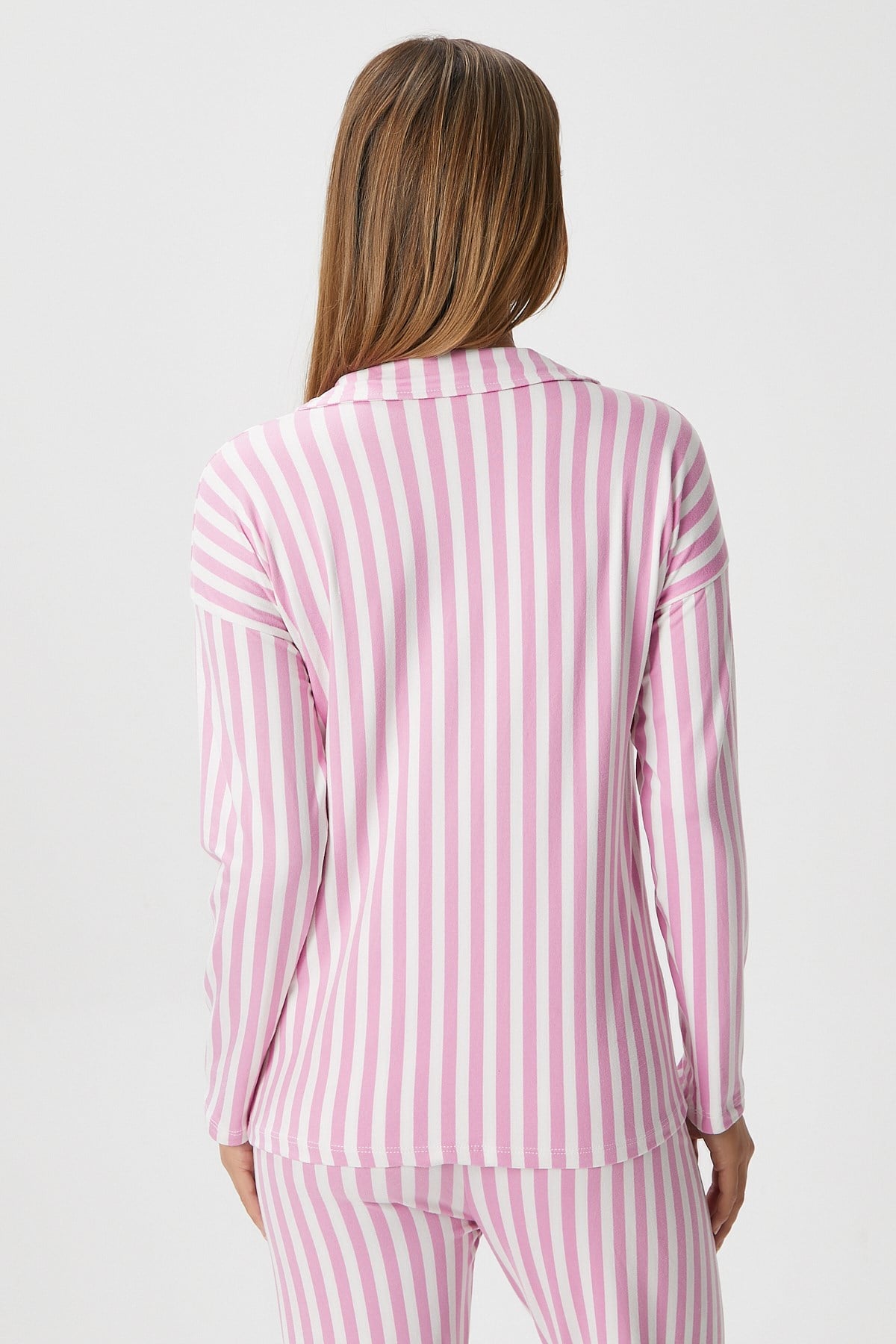 Kadın Secret Extra Soft Pembe Beyaz  Çizgili Pijama Takım