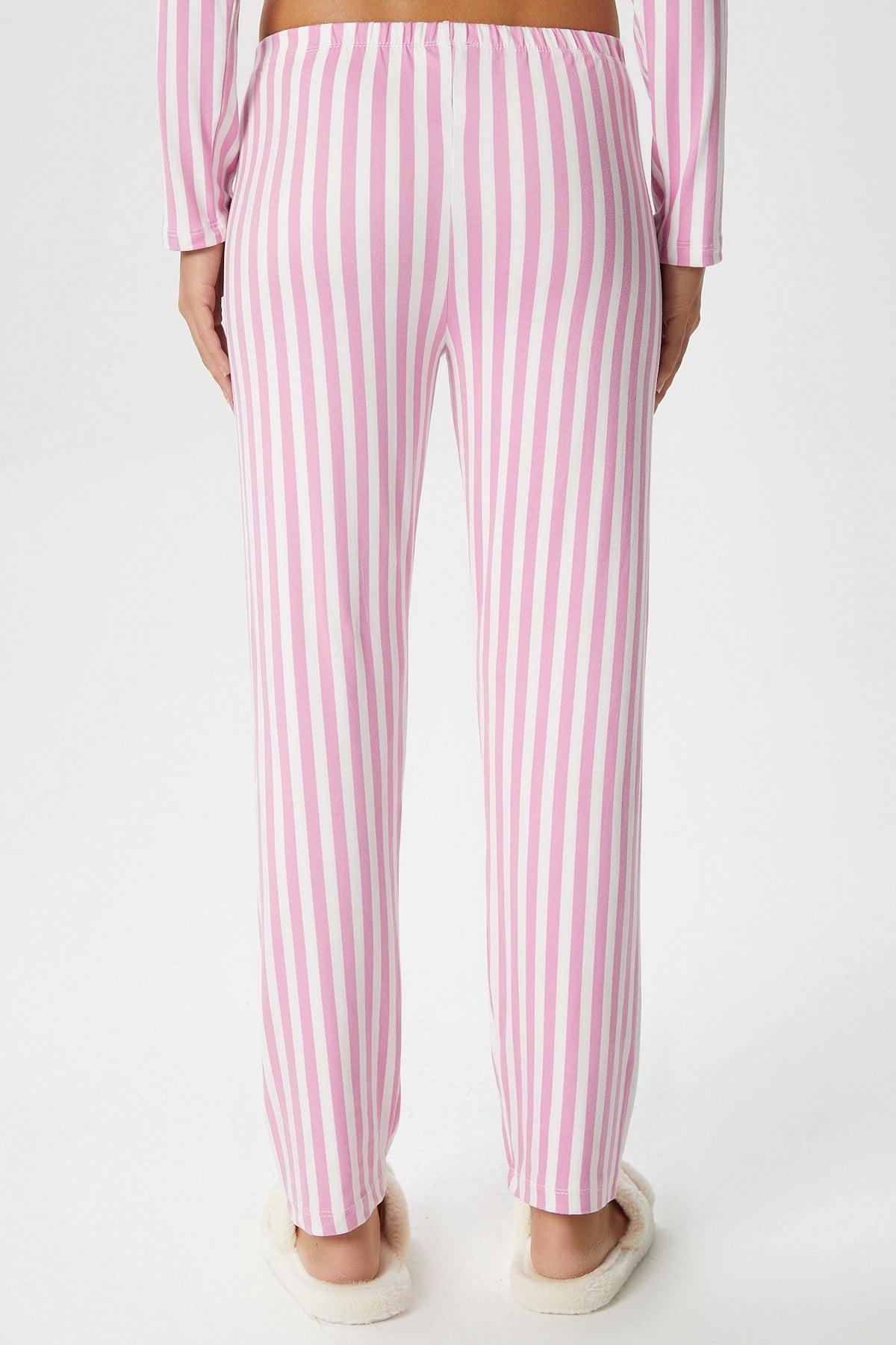 Kadın Secret Extra Soft Pembe Beyaz  Çizgili Pijama Takım