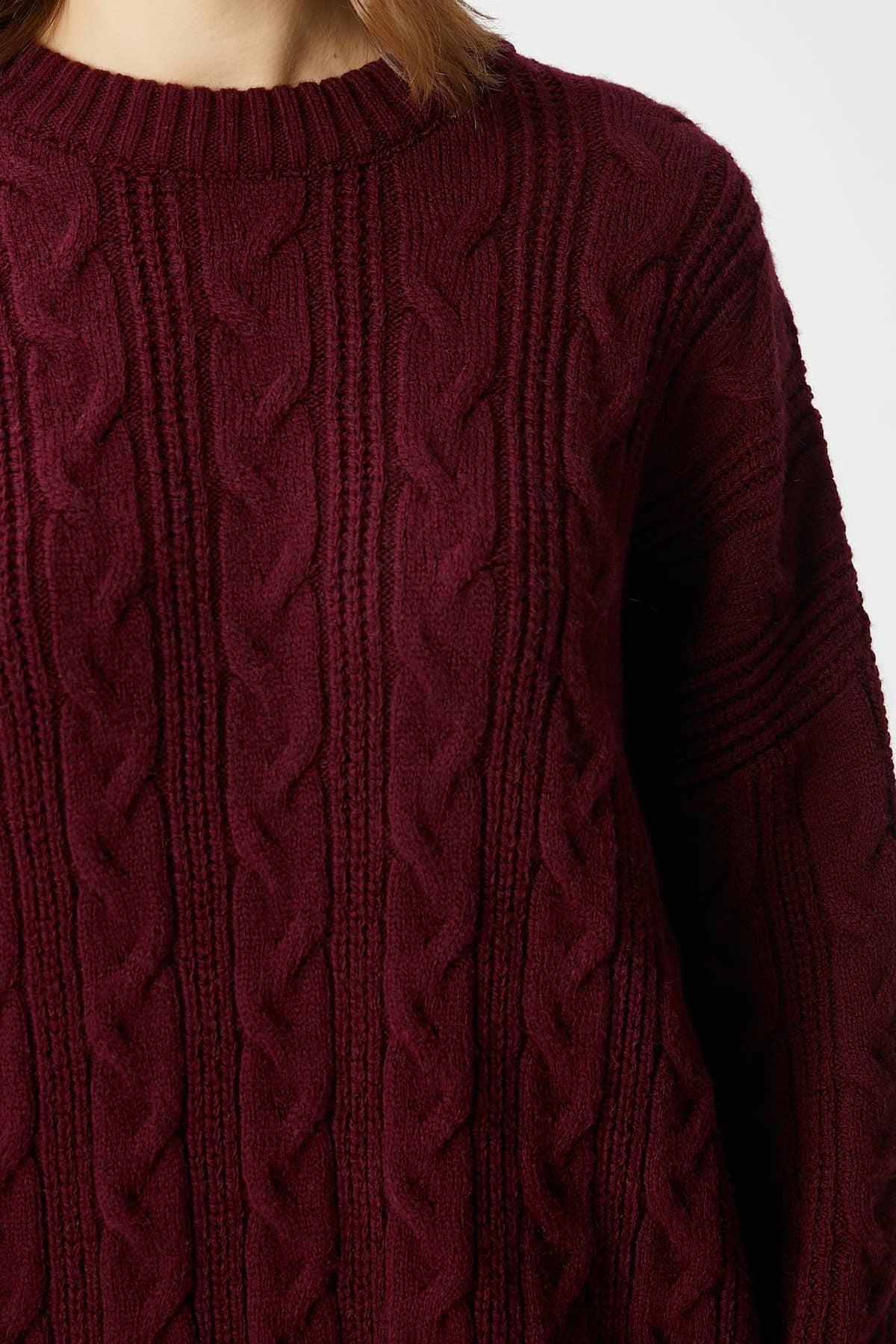 Kadın Stella Yumuşak Oversize Bordo Triko Kazak