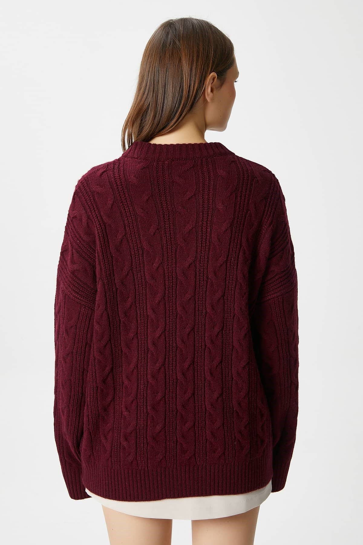 Kadın Stella Yumuşak Oversize Bordo Triko Kazak