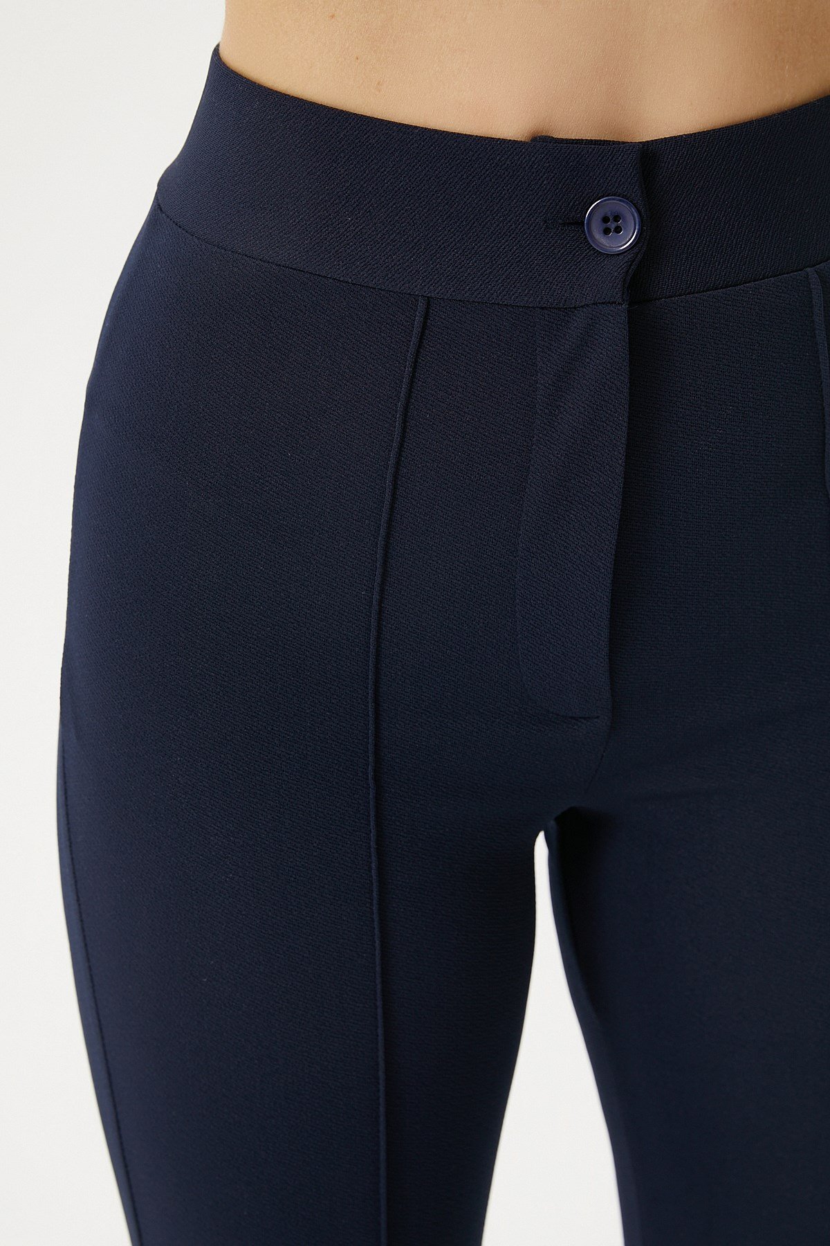 Kadın Straight Likralı Lacivert Pantolon