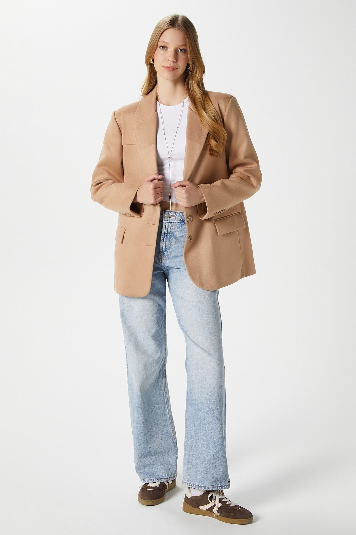 Kadın Thomas Süet Taba Blazer Ceket: