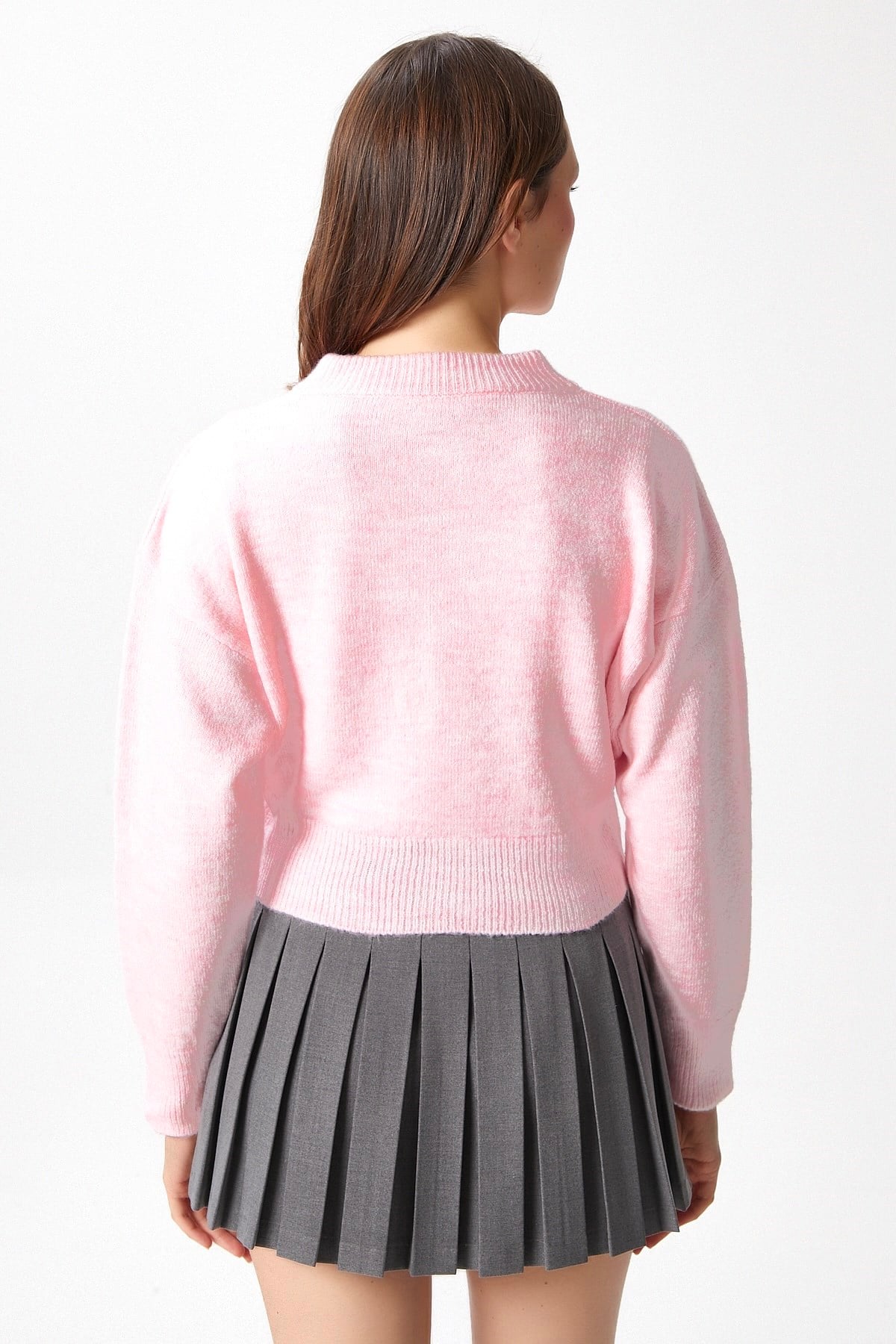 Kadın Tilia Crop Pembe Örgü Hırka