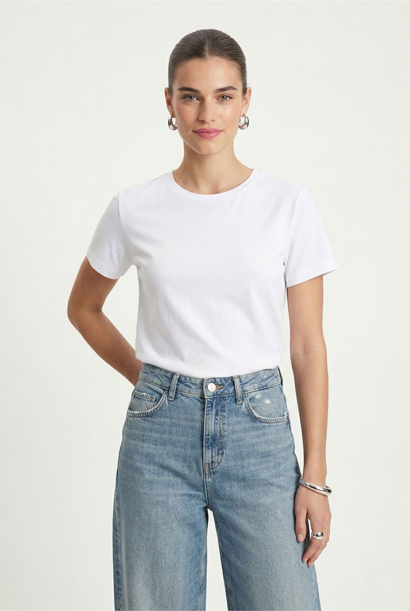 Kadın Vicky Basic Siyah ve Beyaz 2'li T-Shirt