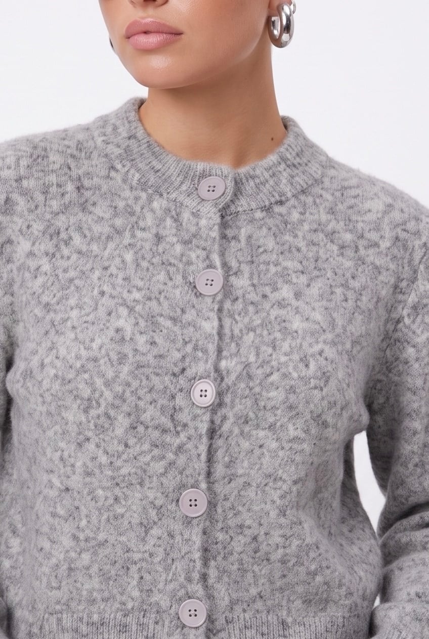 Kadın Warm Soft Dokulu Basic Gri Triko Hırka