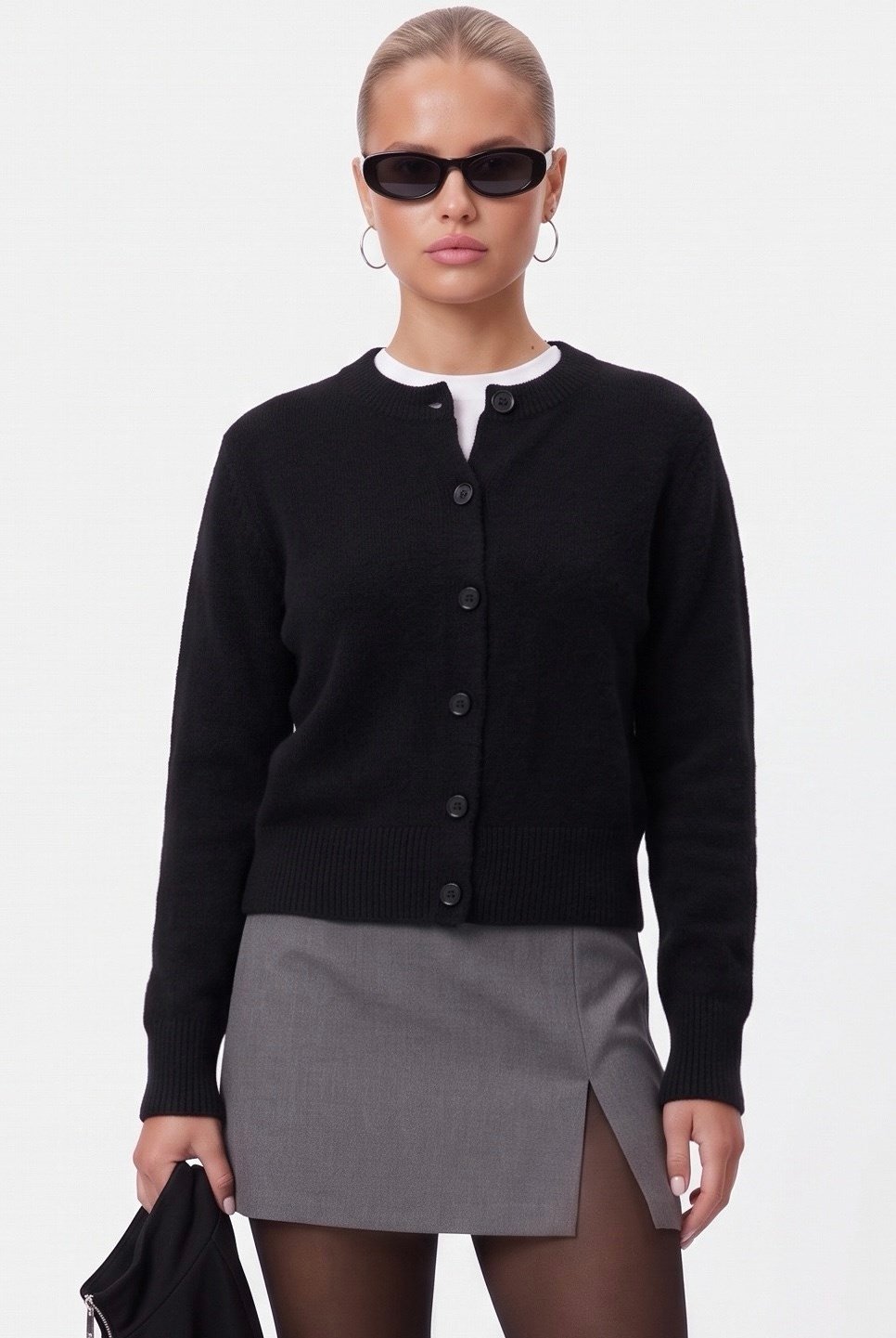 Kadın Warm Soft Dokulu Basic Siyah Triko Hırka