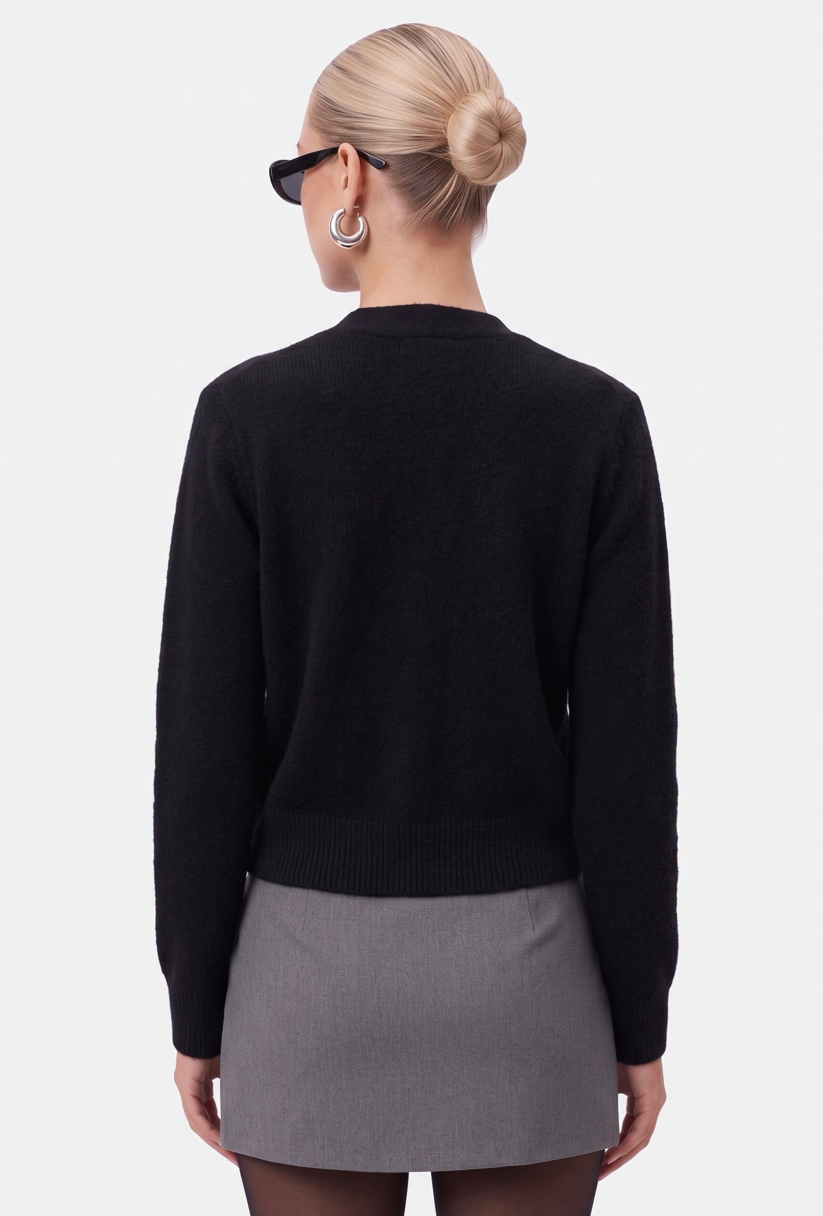 Kadın Warm Soft Dokulu Basic Siyah Triko Hırka