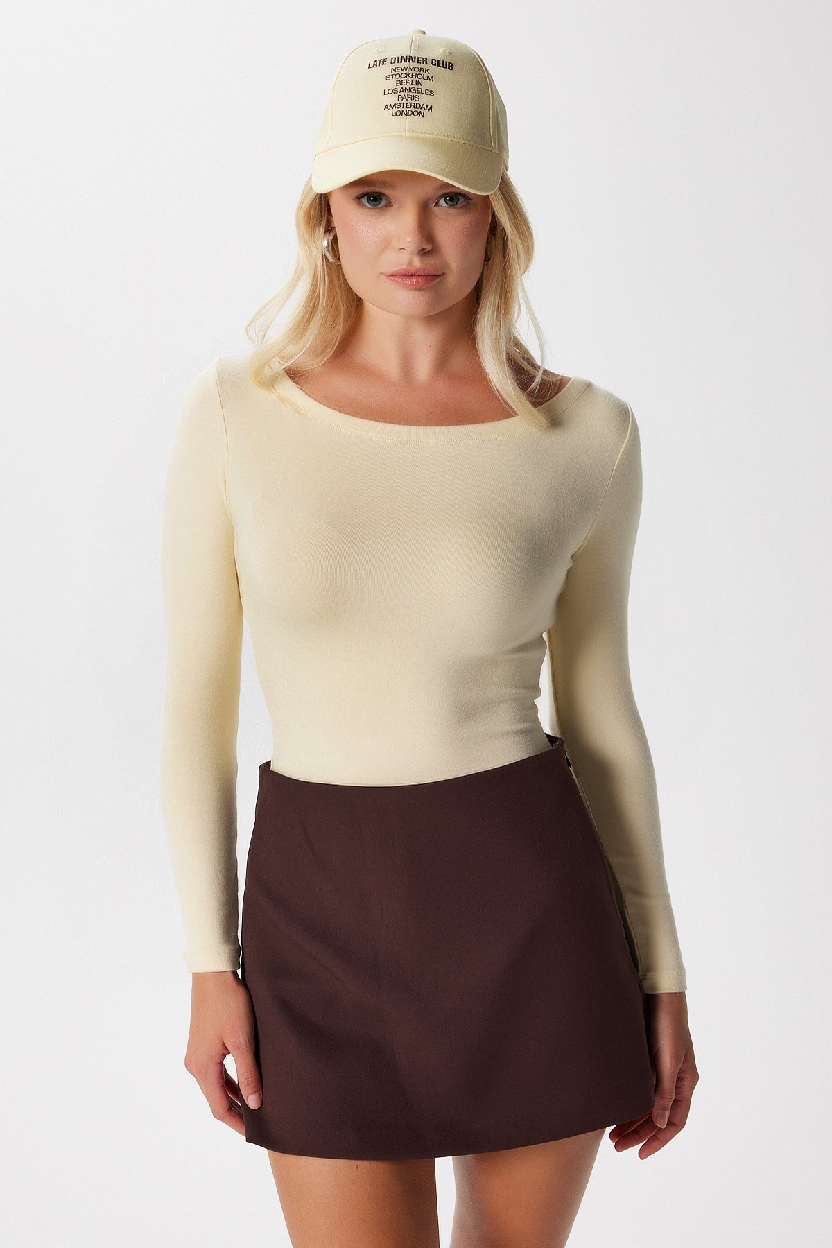 Kayık Yaka Need Uzun Kollu Tereyağı Sarısı Soft Top / Bluz