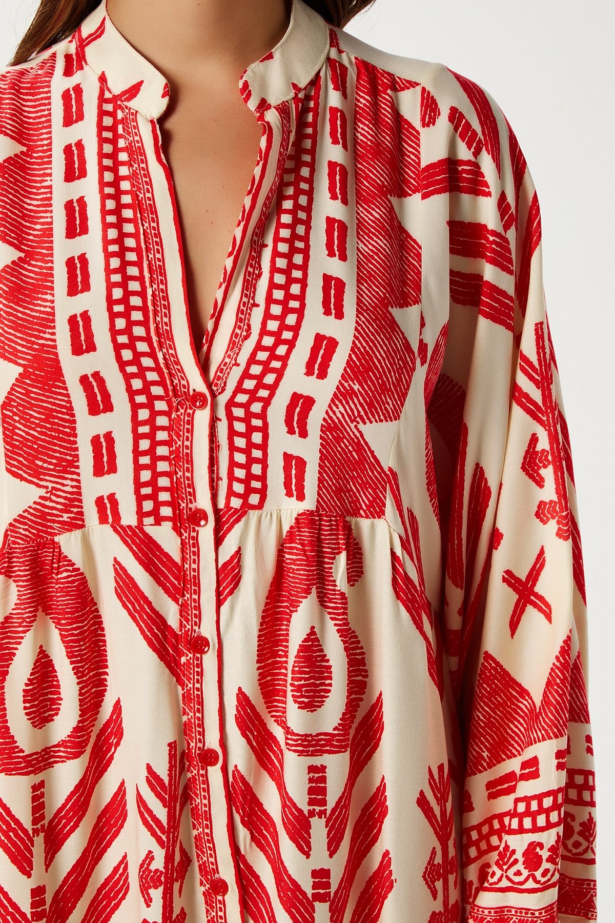 Modest Shine Mercan Krem Kadın %100 Viskon Maksi Boy Uzun Yazlık Elbise