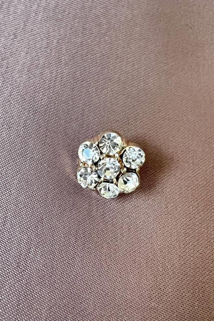 Papatya 3'lü Set Gold Metal Üzeri Taş Düğme 1,4 cm