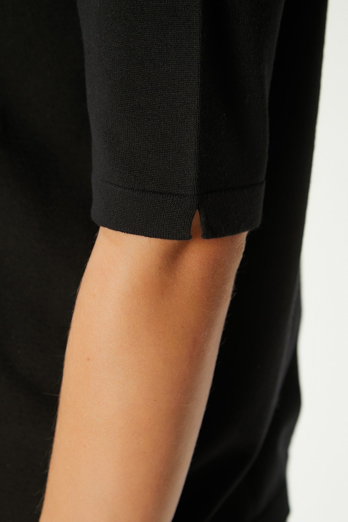 Viscose Doku Next Premium Selection Siyah Yarım Kol Triko Kazak