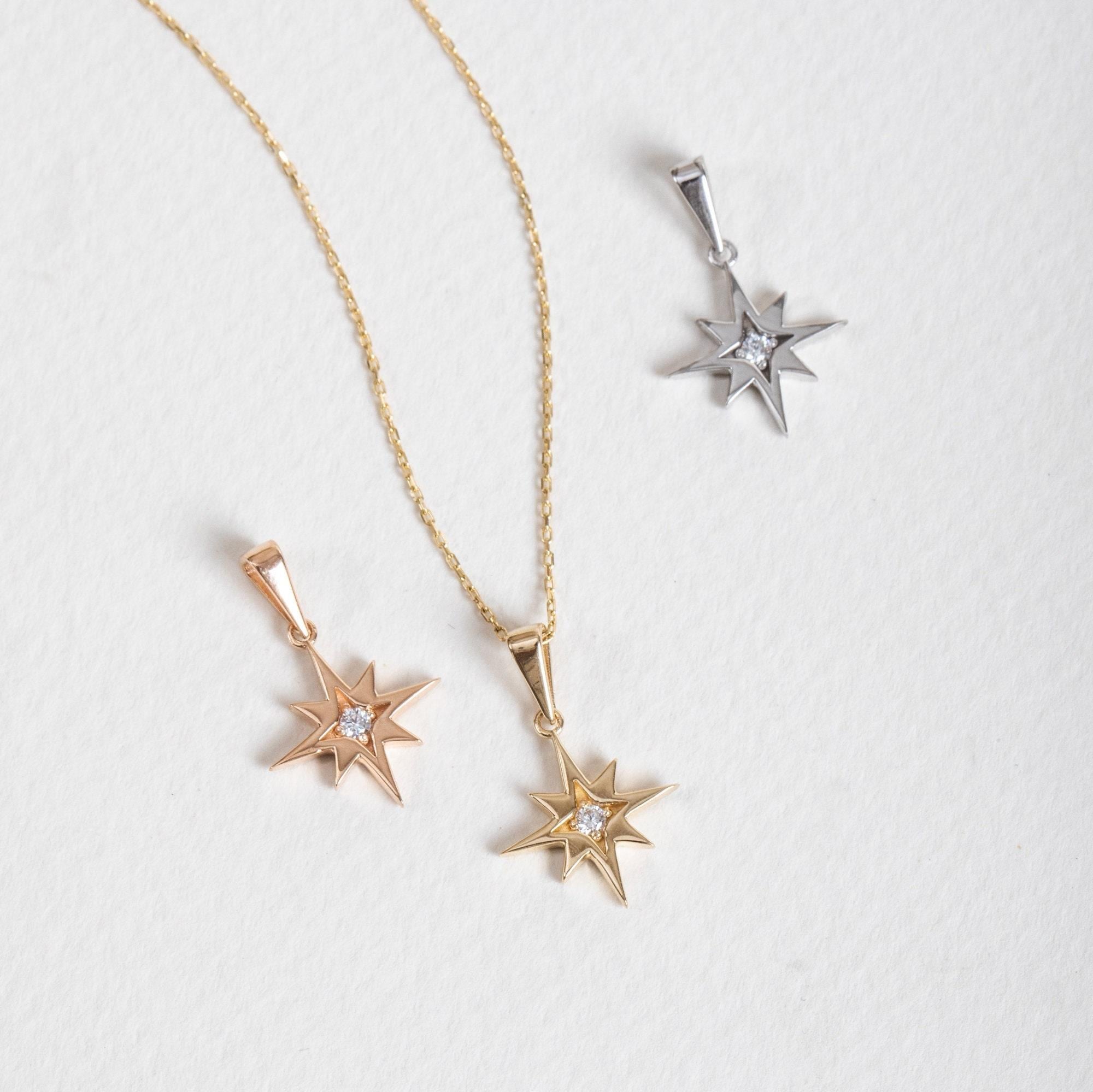 0.01 Karat Elmas Altın Kutup Yıldızı Kolye - Goldstore