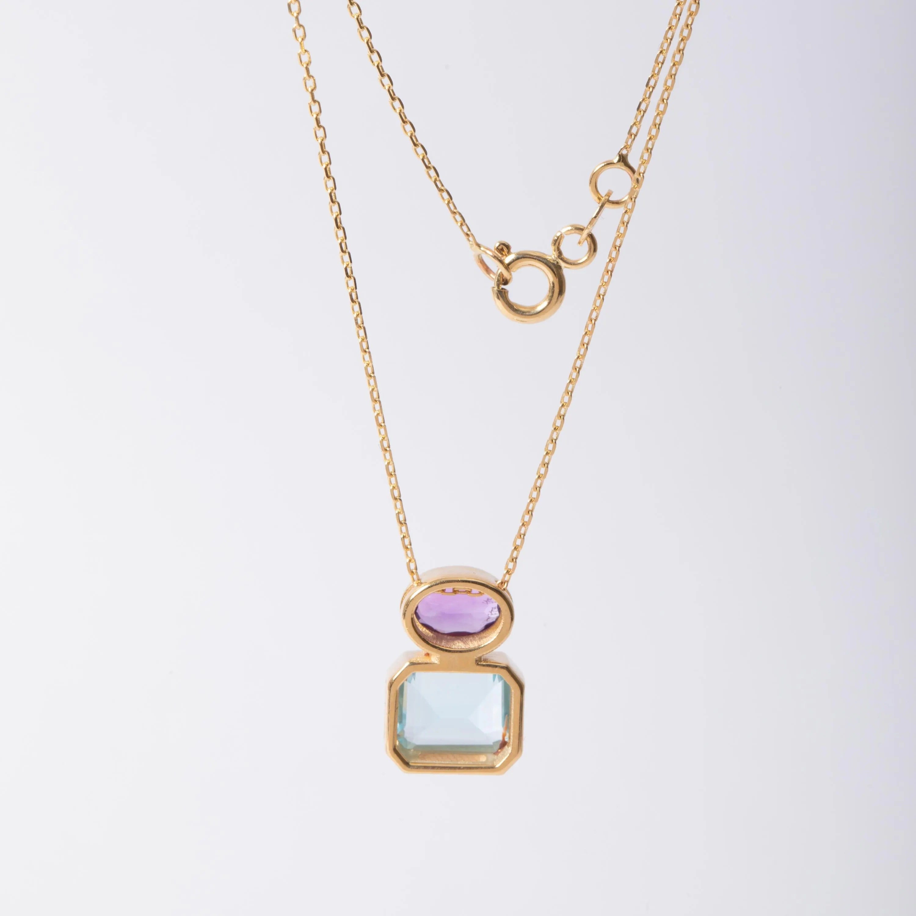 Ametist ve Topaz Altın Kolye - Goldstore
