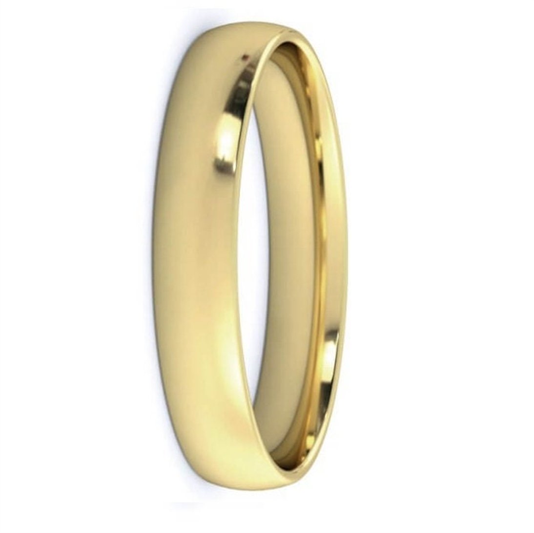 Goldstore-14K 18K Comfort Fit 3mm Wedding Ring, Solid Gold Dome Comfort Fit Wedding Band, High Polished Plain Gold Comfort Fit Wedding Bands.
