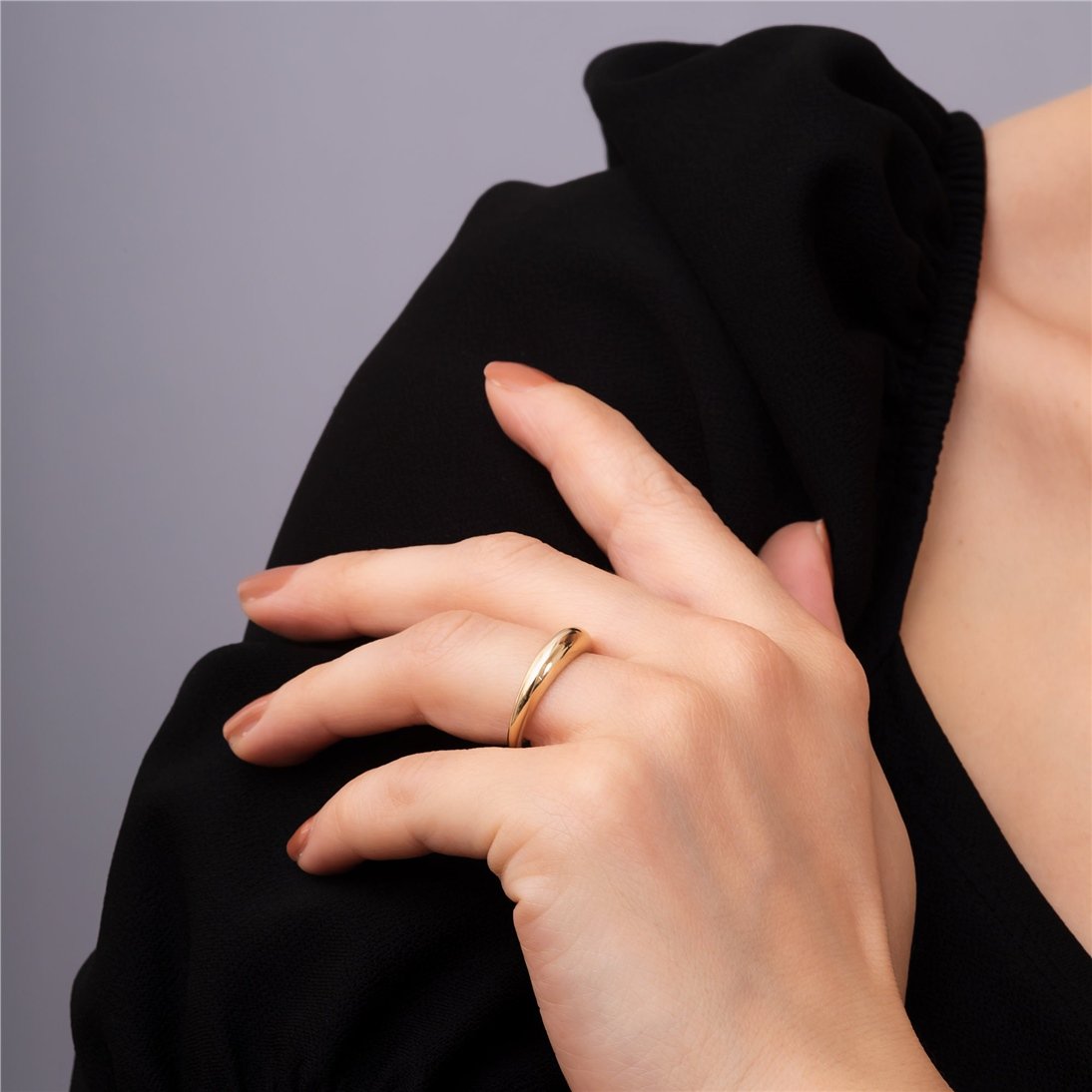 Goldstore-14k 18k Real Solid Gold Dome Ring, Dome Band Ring, Crescent Dome Chunky Gold Ring, Dainty or Large Dome Ring, Simple Plain Dome Ring for Her