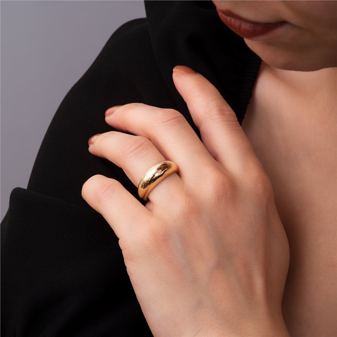 Goldstore-14k 18k Real Solid Gold Dome Ring, Dome Band Ring, Crescent Dome Chunky Gold Ring, Dainty or Large Dome Ring, Simple Plain Dome Ring for Her