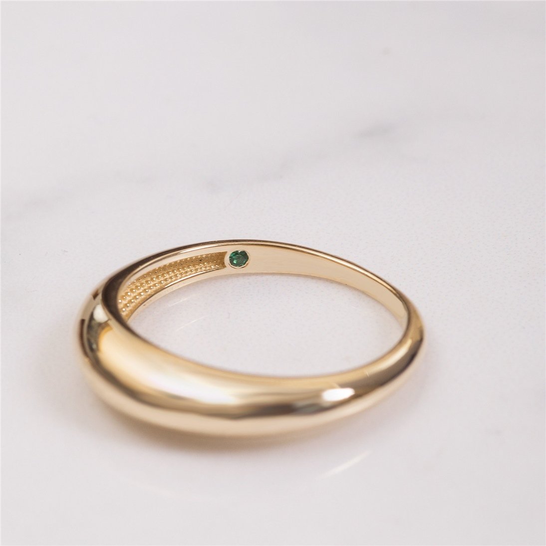 Goldstore-14k 18k Real Solid Gold Dome Ring, Dome Band Ring, Crescent Dome Chunky Gold Ring, Dainty or Large Dome Ring, Simple Plain Dome Ring for Her