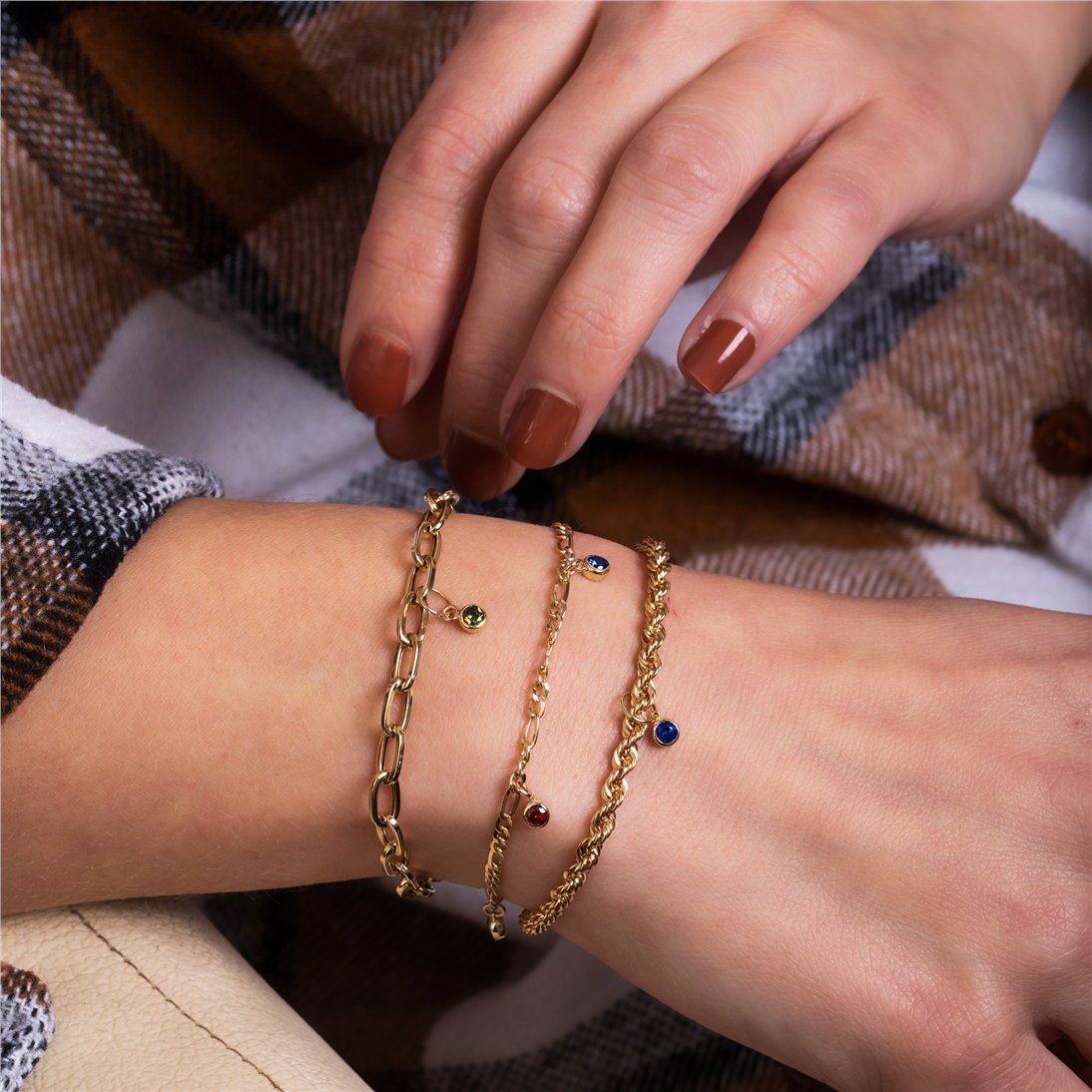 Goldstore-14K 18K Solid Gold Birthstone Charm For All Months,Dainty Colorful Birthstone Charms For Bracelet & Necklace, Handmade Jewelry, Gift For Her