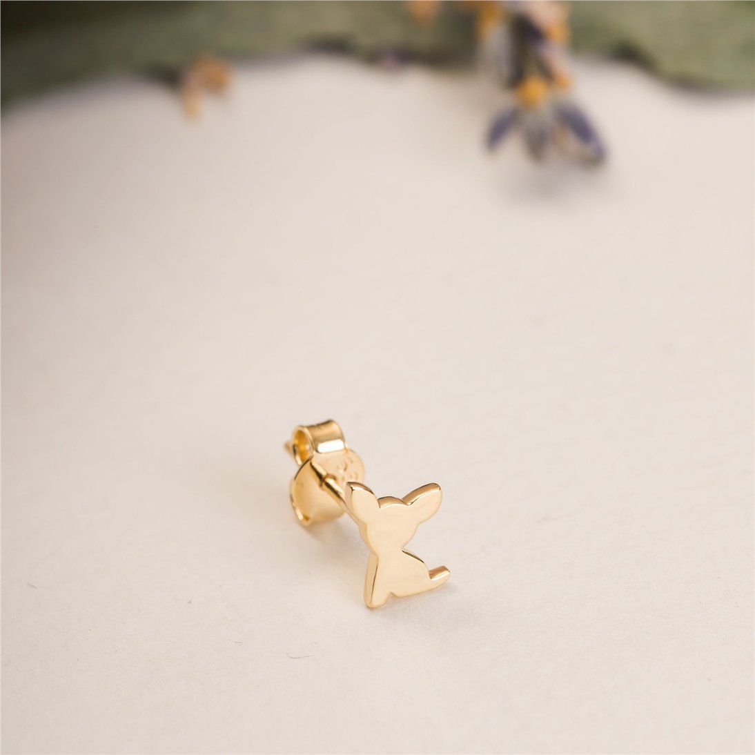 Goldstore-14K 18K Solid Gold Cat Head Tiny Stud Earrings, Minimalist Dainty Gold Stud Cat Earrings, Animal Mini Posts Earrings Mother's Day Gift