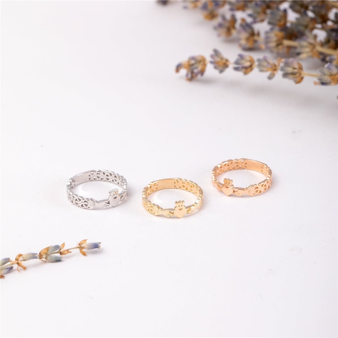 Goldstore-14k 18k  Solid Gold Celtic Claddagh Ring, Claddagh Promise Ring, Infinity Twisted Braided , Vintage Irish Celtic Claddagh Ring, Gift For Her