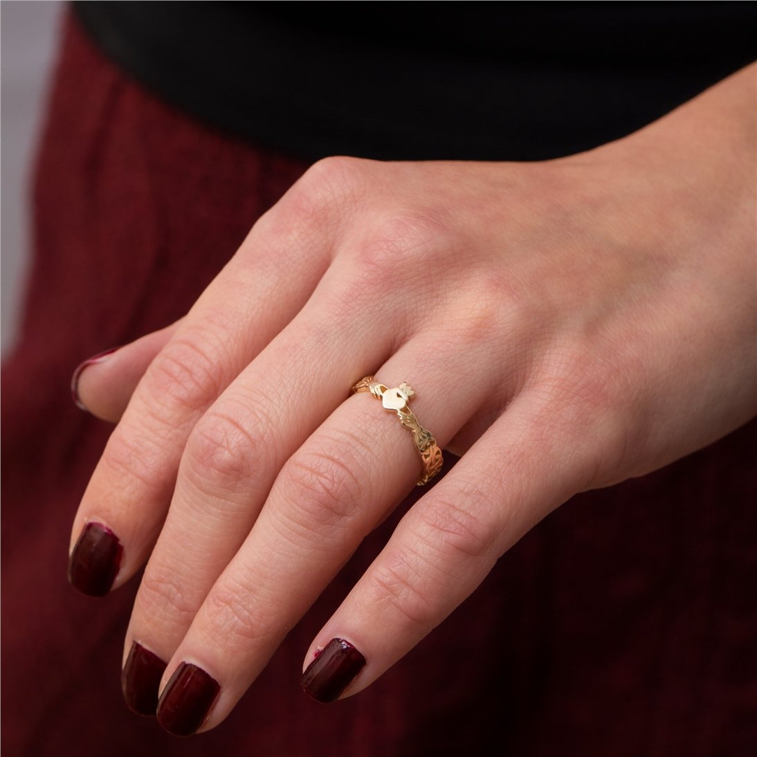 Goldstore-14k 18k  Solid Gold Celtic Claddagh Ring, Claddagh Promise Ring, Infinity Twisted Braided , Vintage Irish Celtic Claddagh Ring, Gift For Her