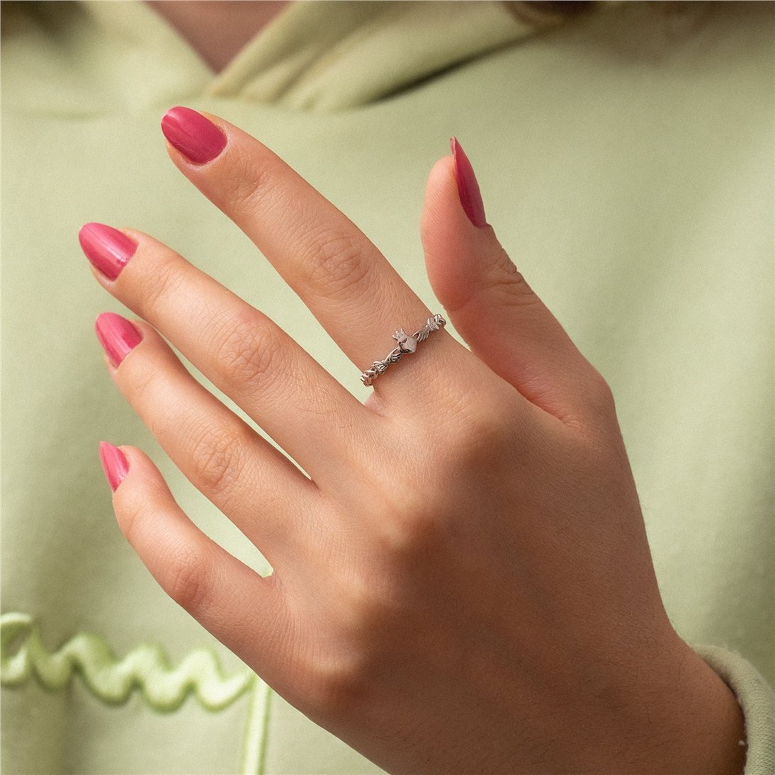 Goldstore-14k 18k Solid Gold Celtic Knot Claddagh Ring, Irish Heart Celtic Claddagh Ring, Traditional Irish Celtic Crown Claddagh Rope Ring for Her