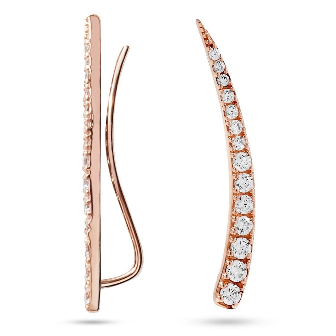 Goldstore-14K 18k Solid Gold Climber Earring, 14K Gold Arch Climber Diamond or Zc Earring, 14k Solid Gold Long Ear Climber, Ear Climbers gift for Her