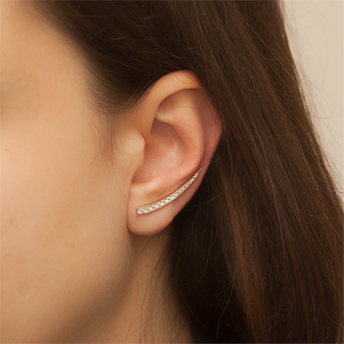 Goldstore-14K 18k Solid Gold Climber Earring, 14K Gold Arch Climber Diamond or Zc Earring, 14k Solid Gold Long Ear Climber, Ear Climbers gift for Her