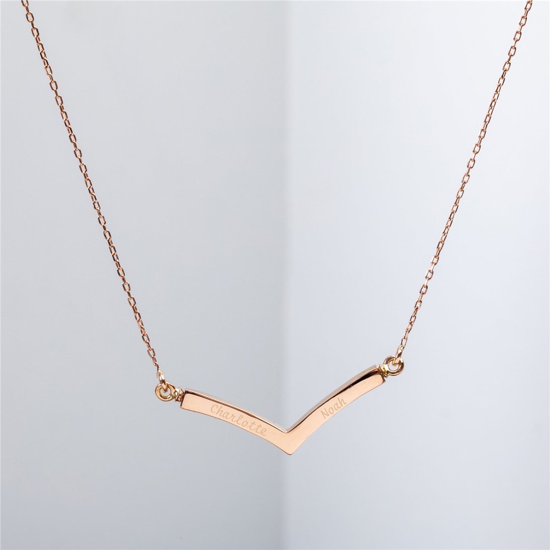 Goldstore-14k 18k Solid Gold Cremation Double Urn V Shape Necklace, Memorial Custom Necklace, Triangle Chevron Necklace, Geometric V Shaped Necklace